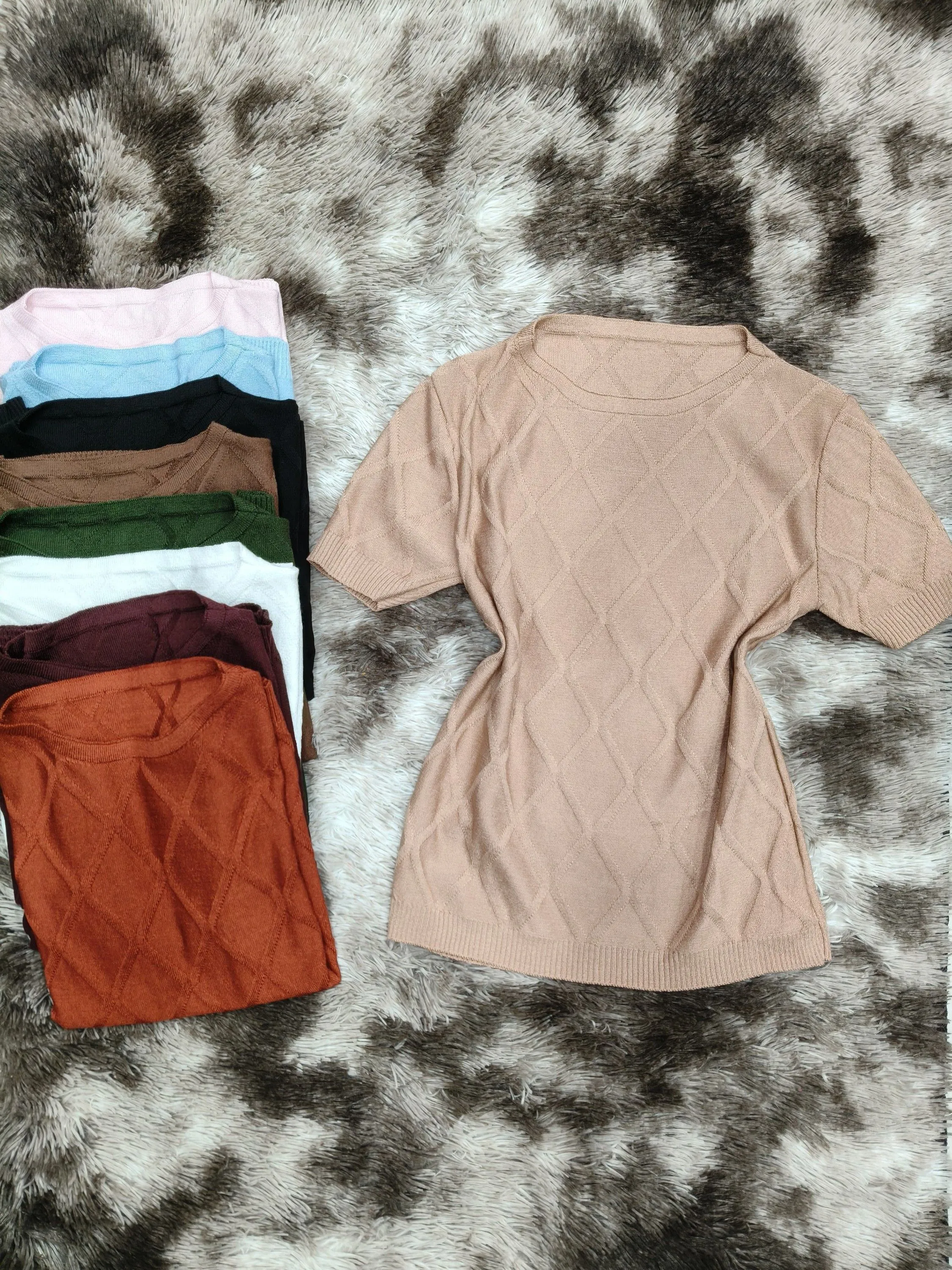 Blusa manga curta tricô modal