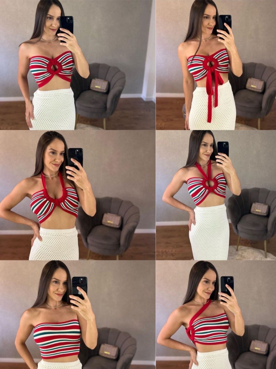 Top Cropped Faixa Listrado com Amarração