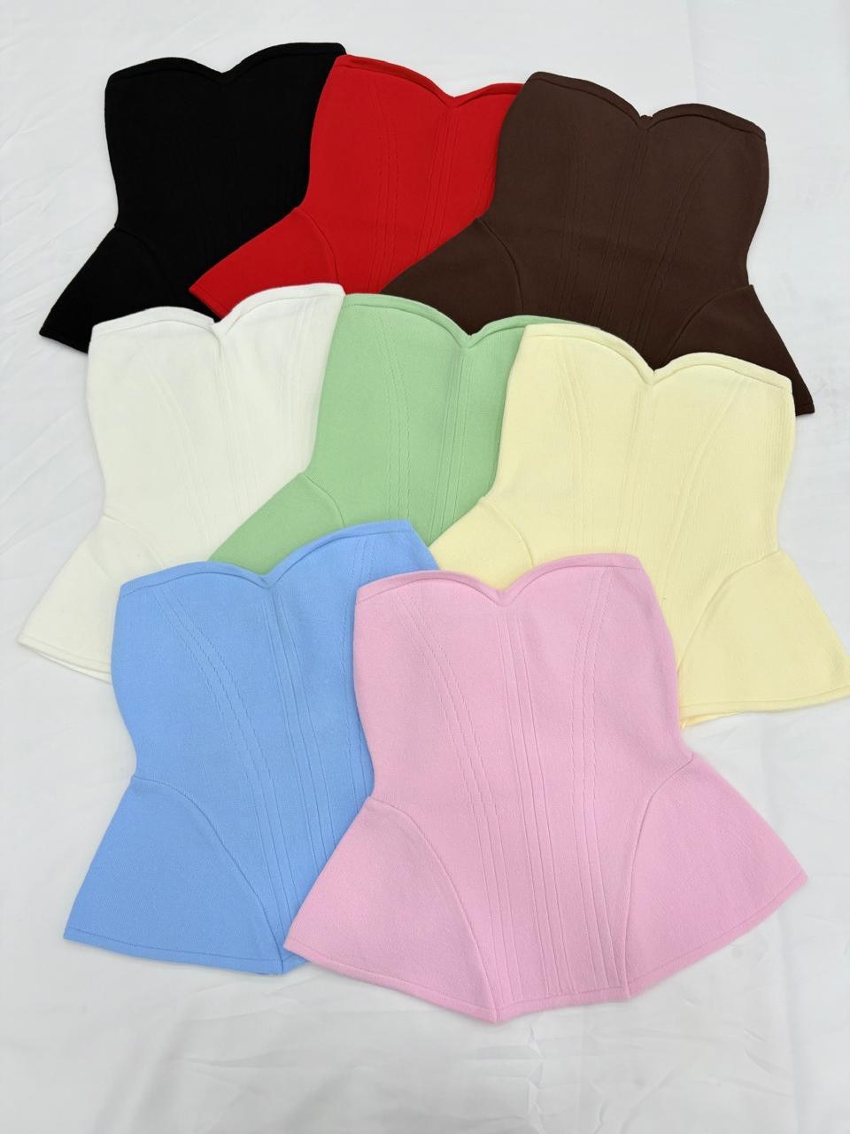 Cropped Corset Tricot com decote coração de modal