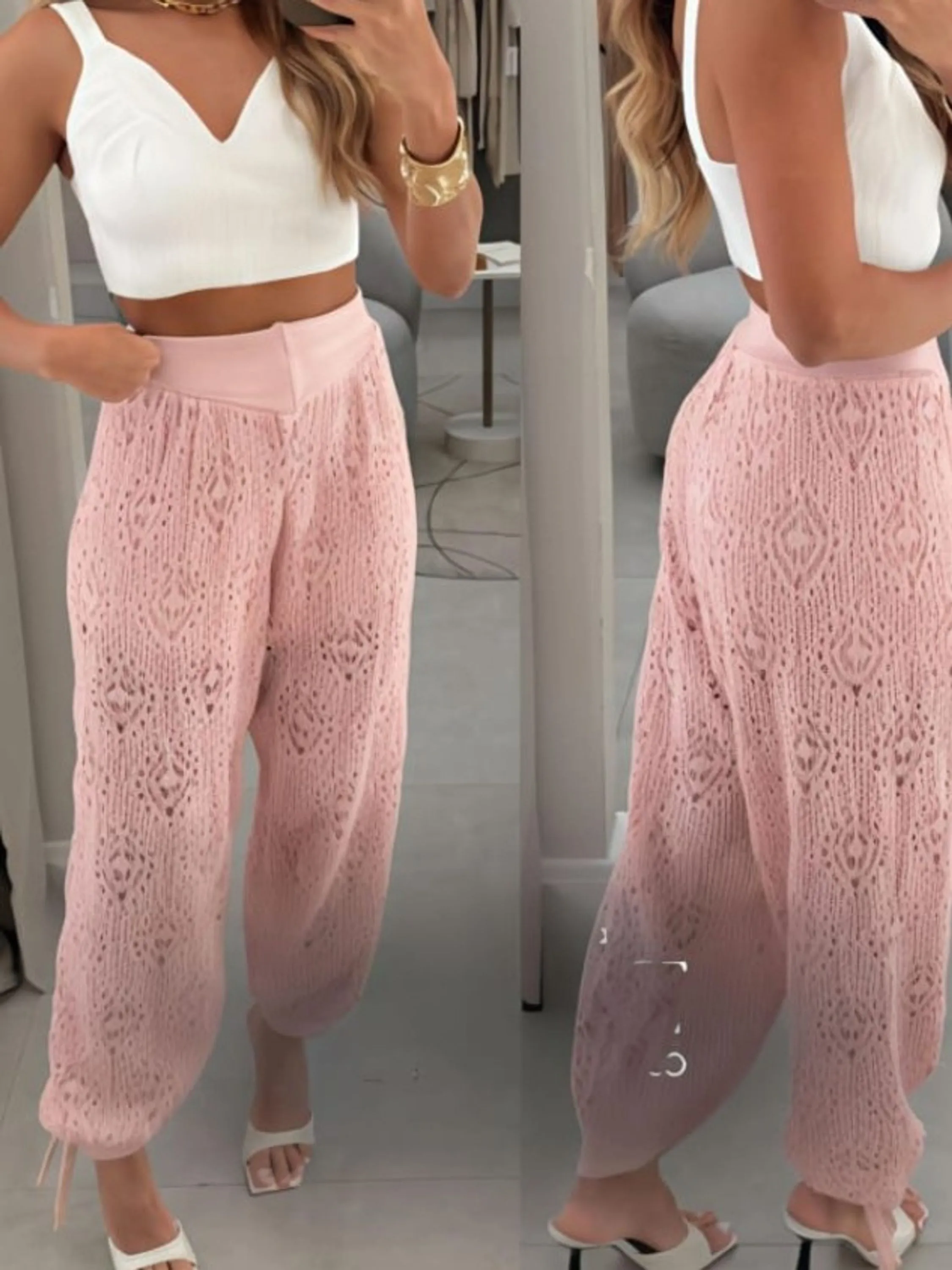 Calça Aladim detalhado tricô modal