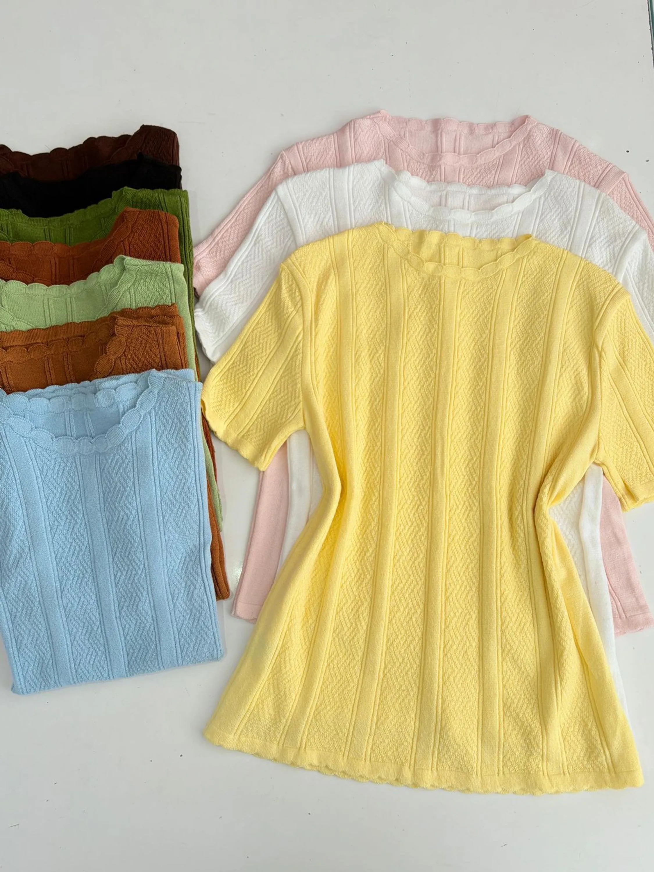 Blusa manga curta de tricô modal