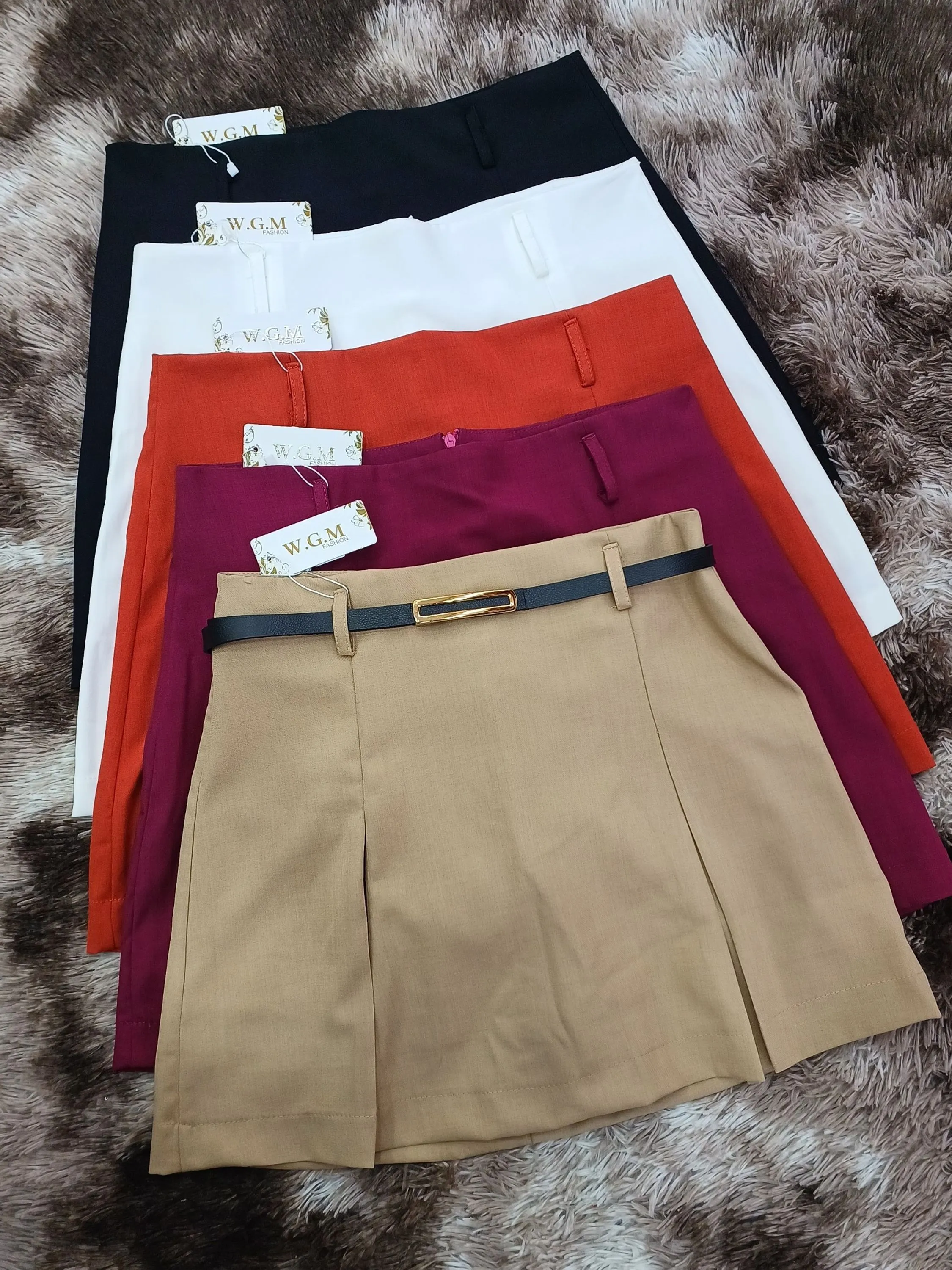 Short saia feminina tecido luiz twill