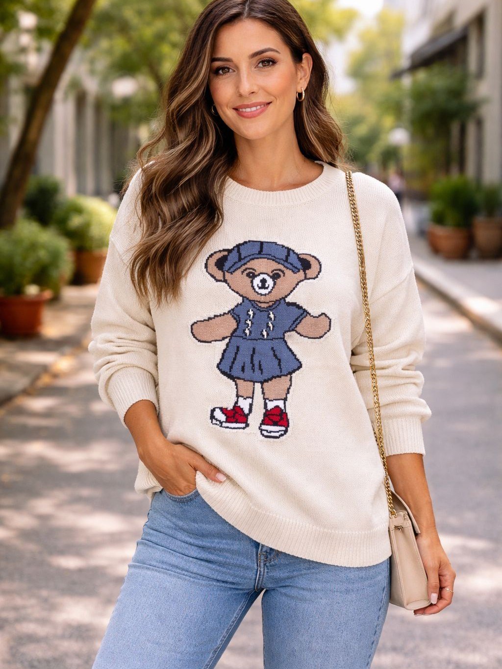 Blusa Urso Manga Longa Tricô Modal