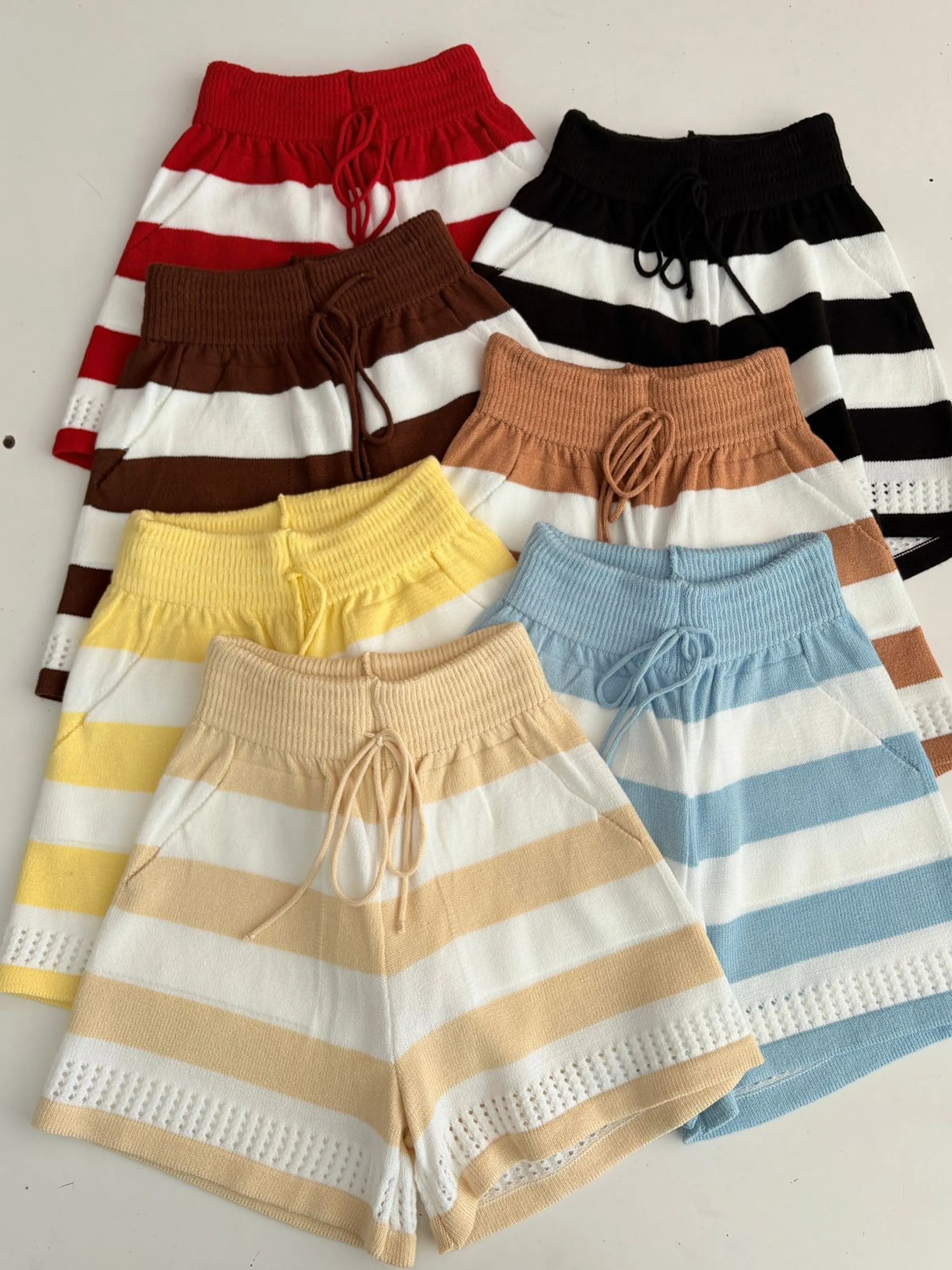 Short Tricô Modal Listrado