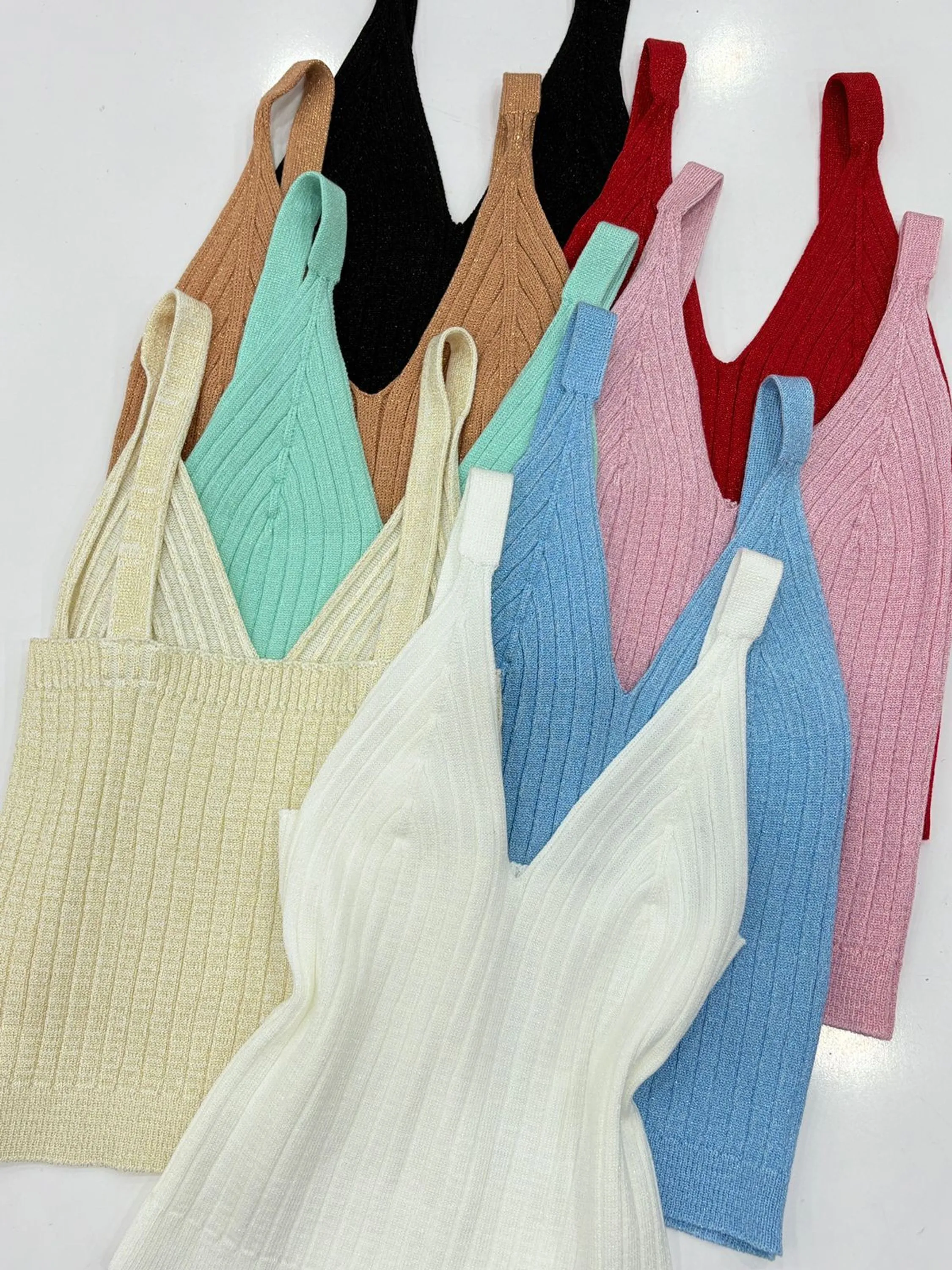 Regata feminina com lurex brilho trico modal