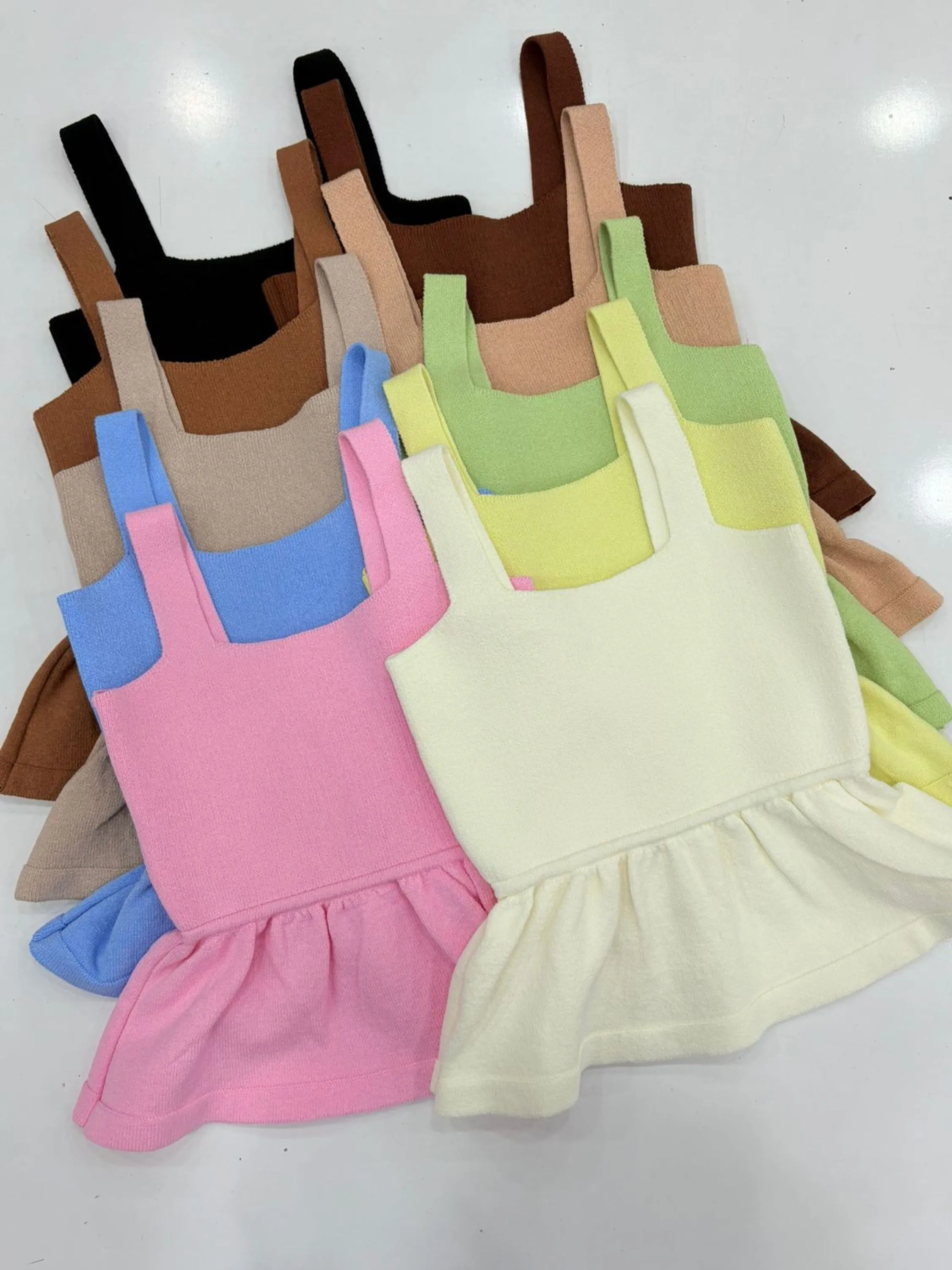 Regata peplum com alça tricô modal
