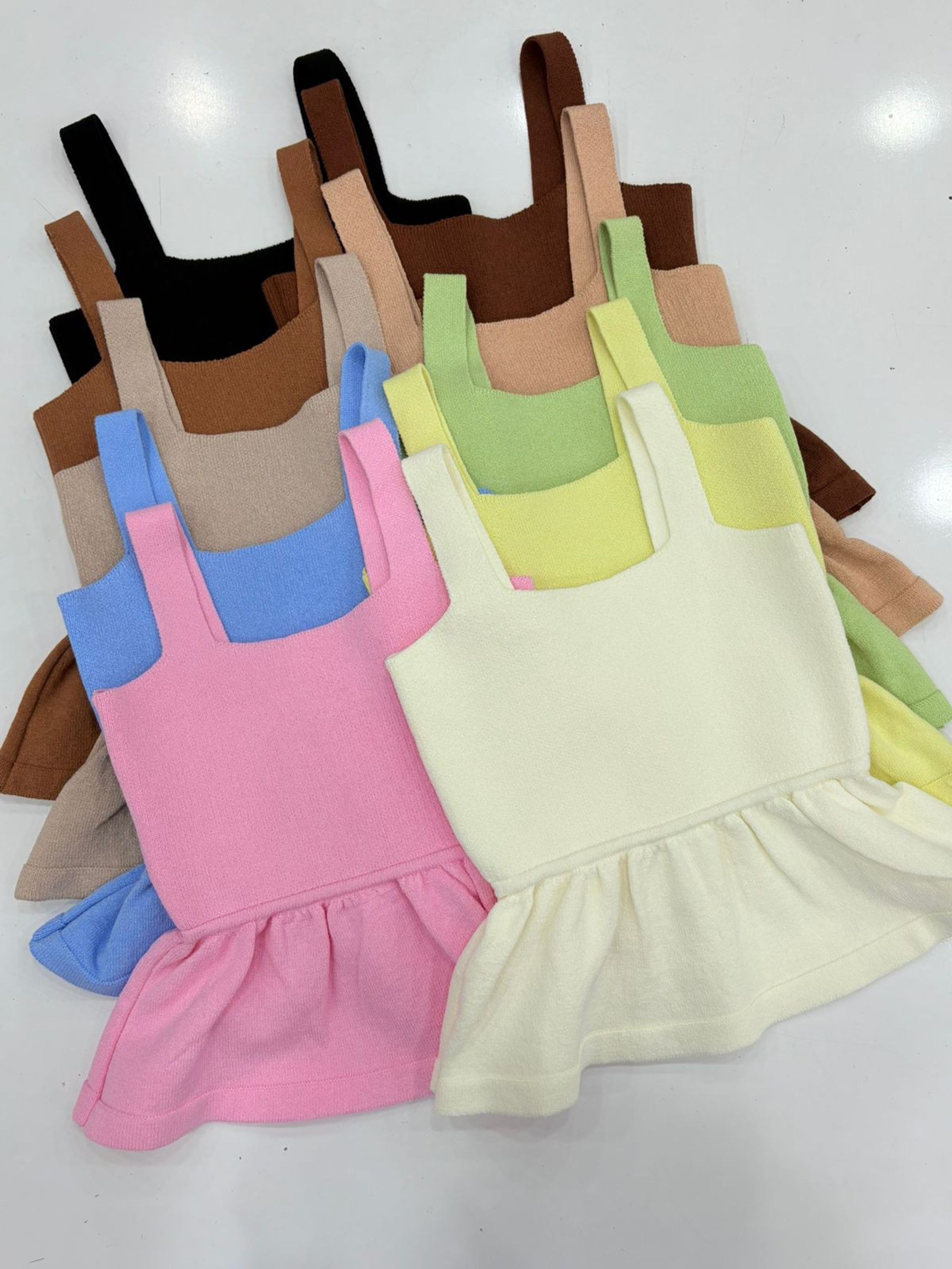 Regata peplum com alça tricô modal