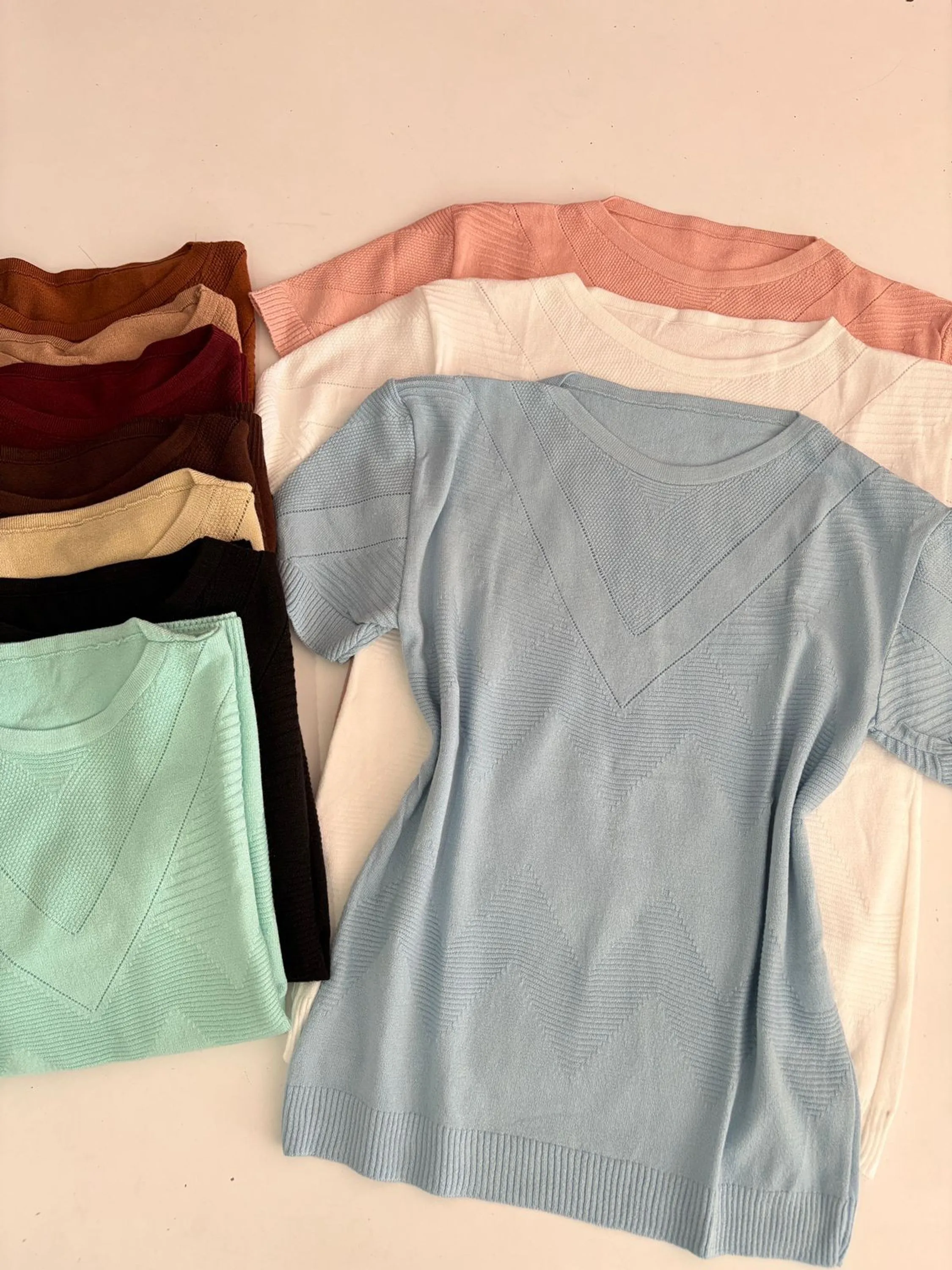 Blusa manga curta de tricô modal