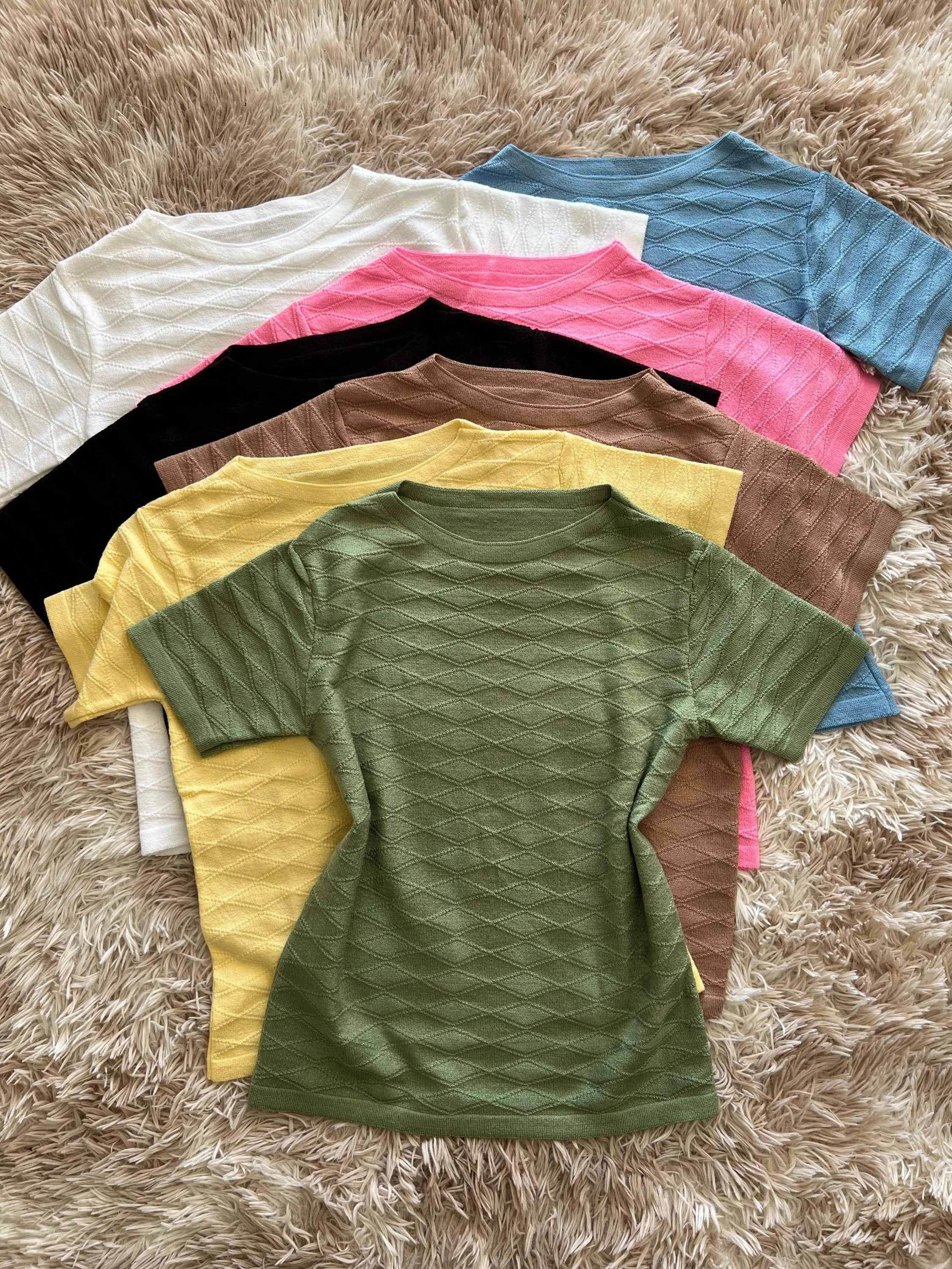 Blusa básico manga curta tricô modal