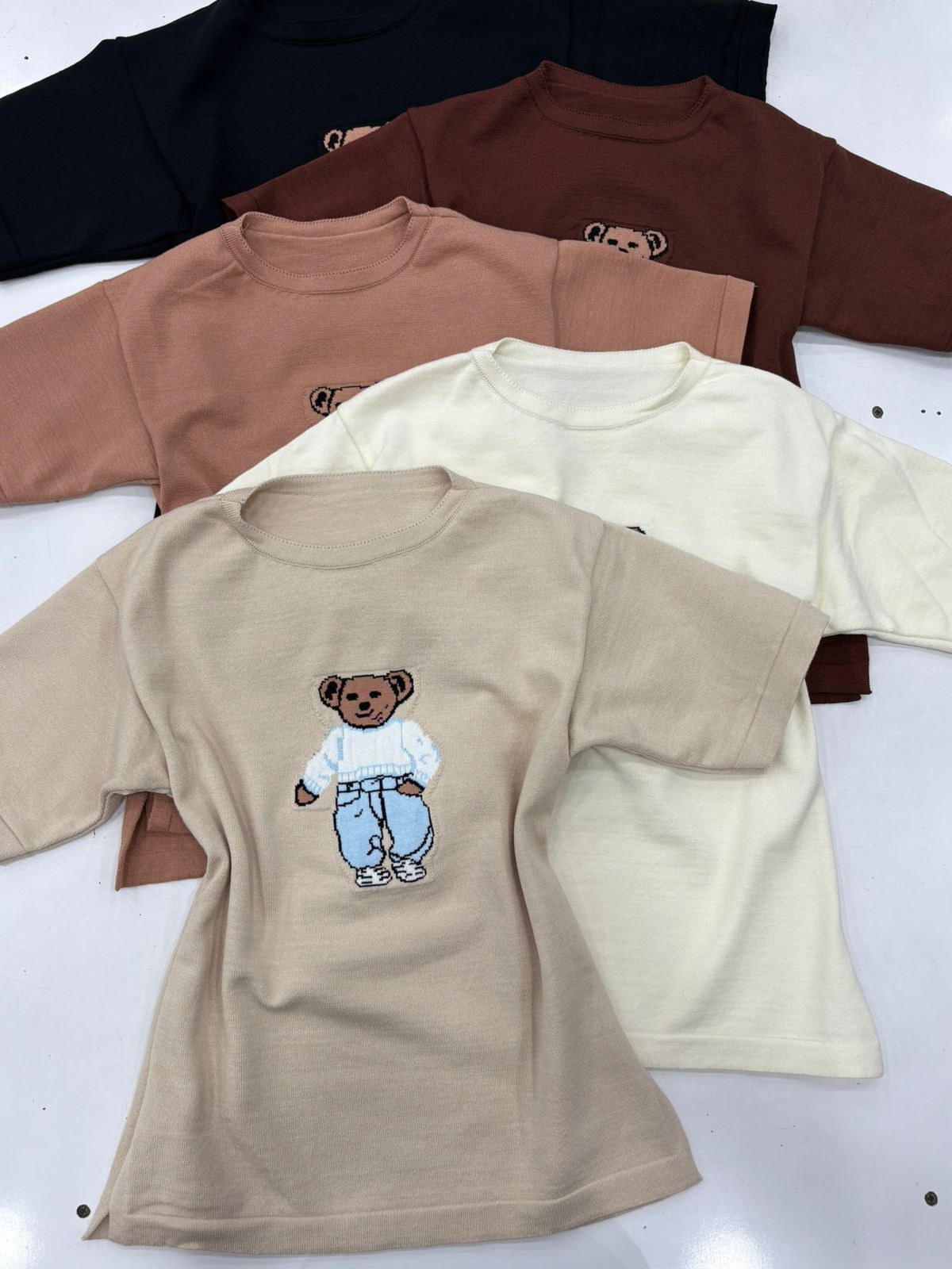 Blusa Urso Manga Curta Tricô Modal