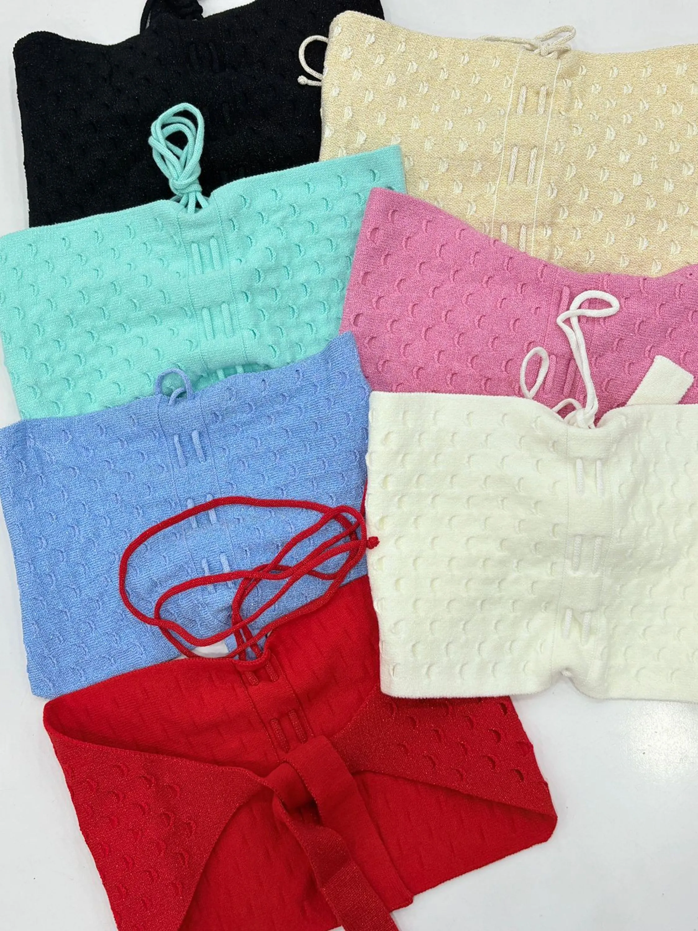 Cropped tomara que caia com lurex brilho trico modal