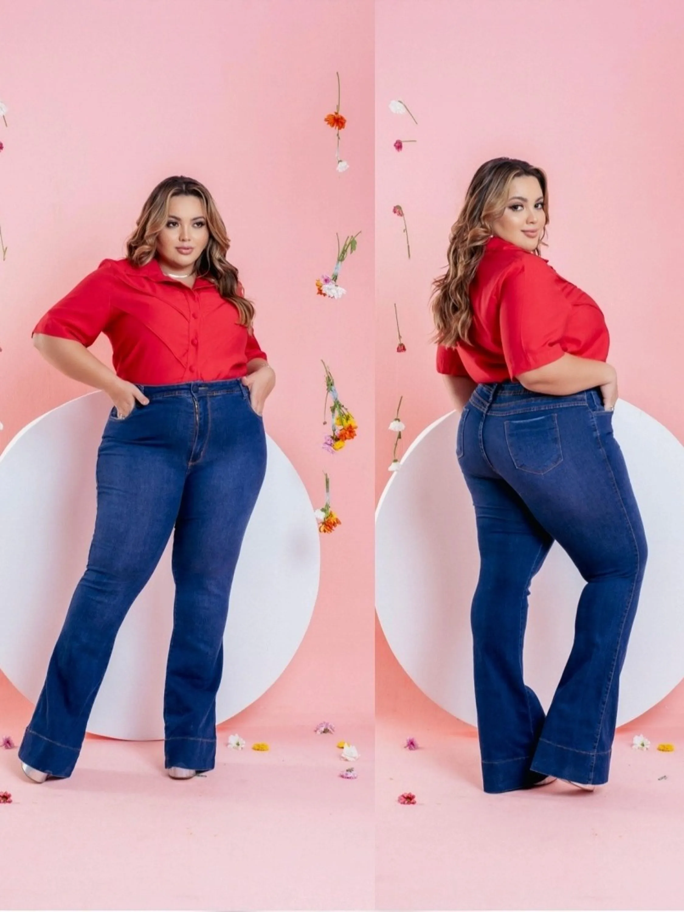 Calça flare feminina plus size