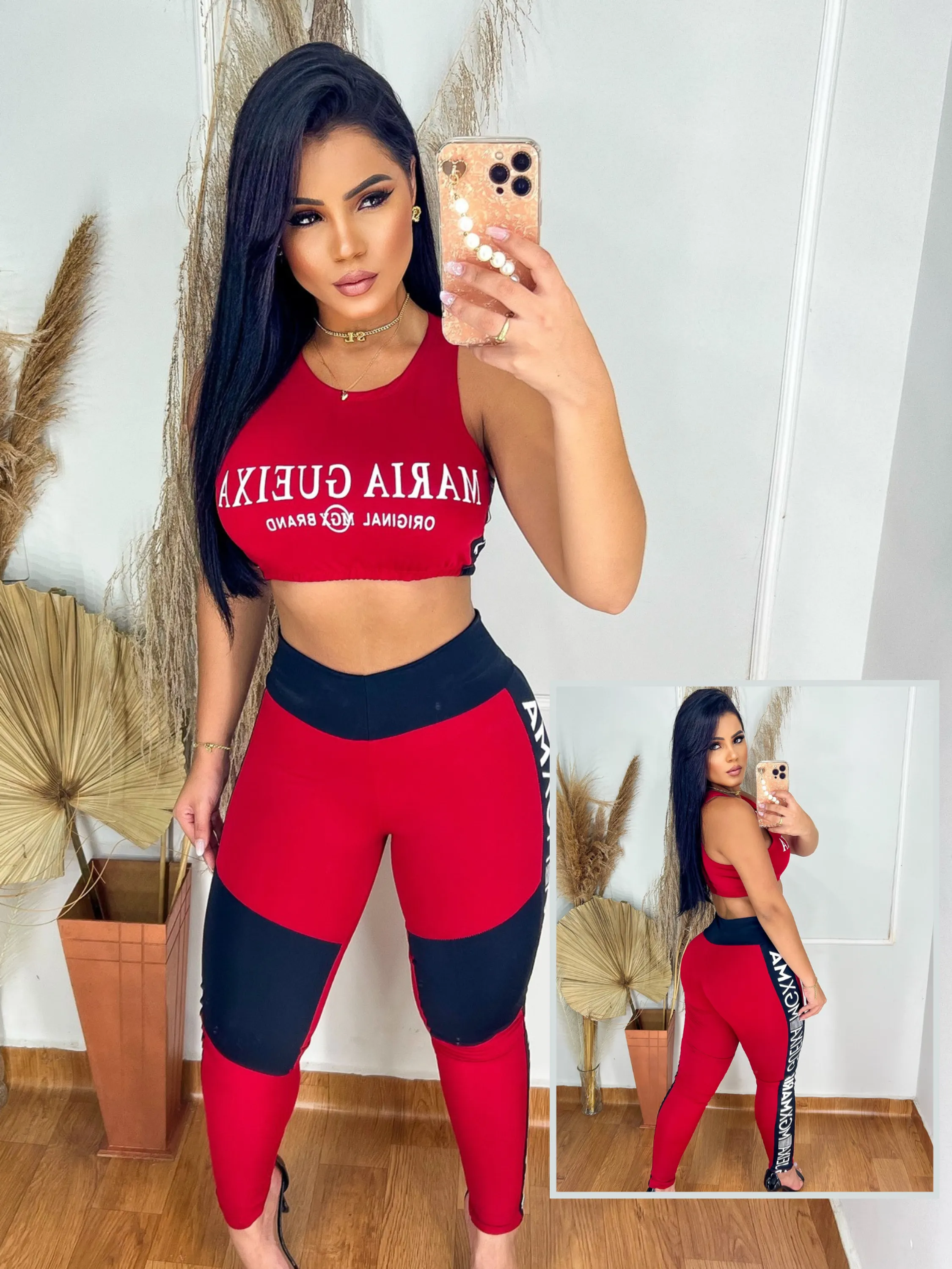 Conjunto Fitness Academia - Calça Legging e Top - Maria Gueixa - Suplex