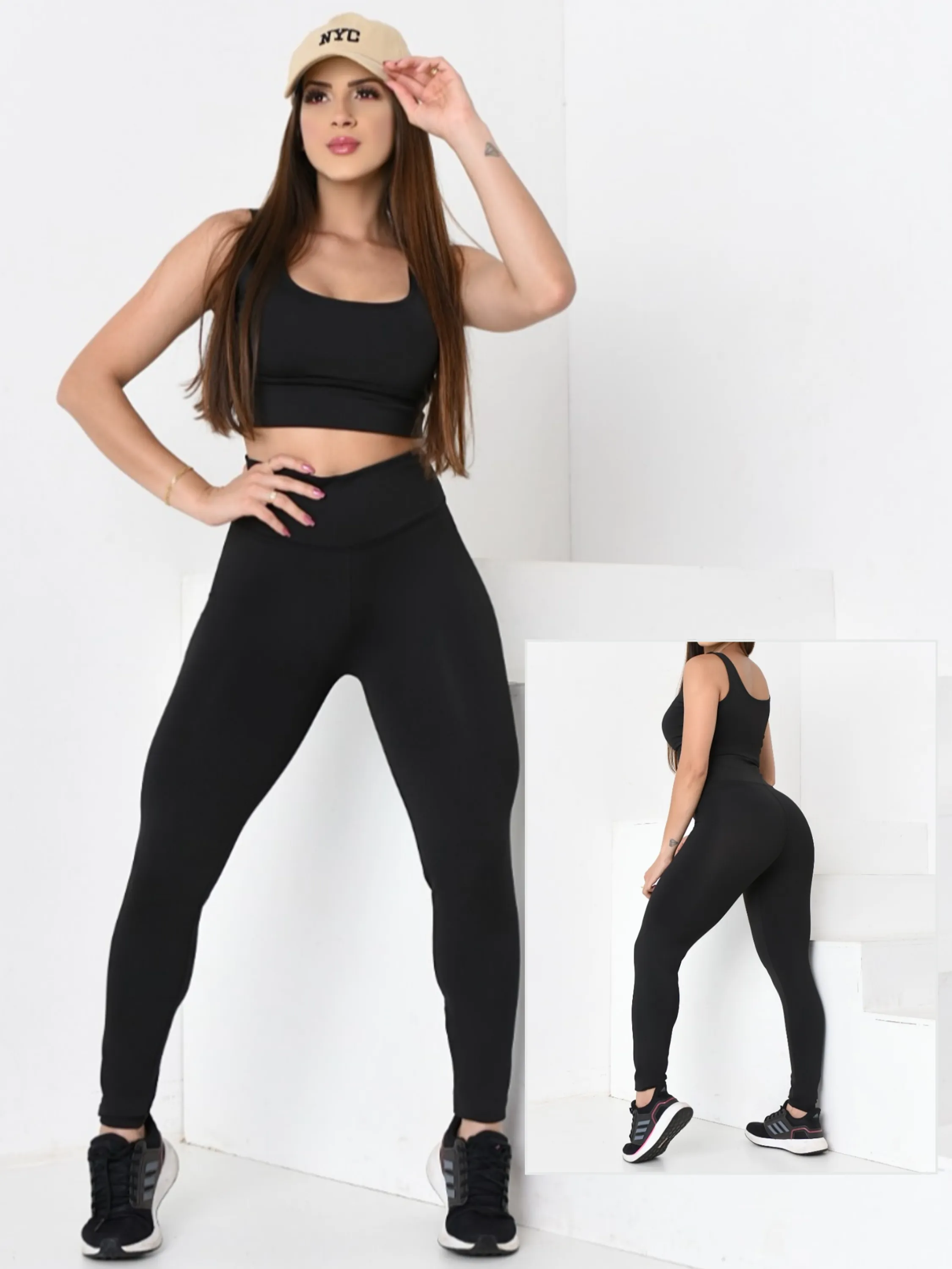 Conjunto Feminino Fitness Legging de Academia Calça  e Top Liso Anatômico - Suplex