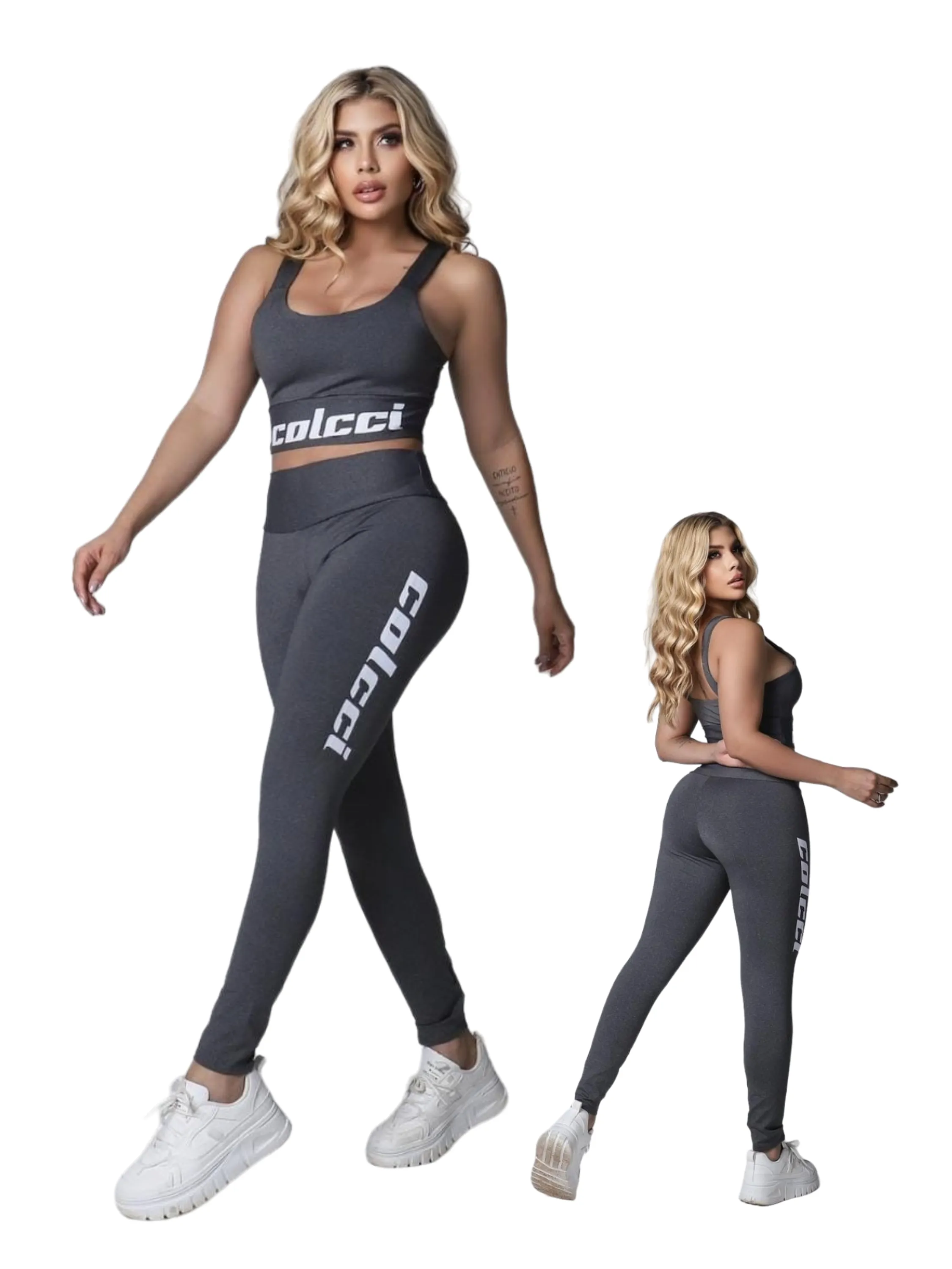 Conjunto Fitness de Academia Multimarcas - Calça Legging + Top - Colcci - Suplex