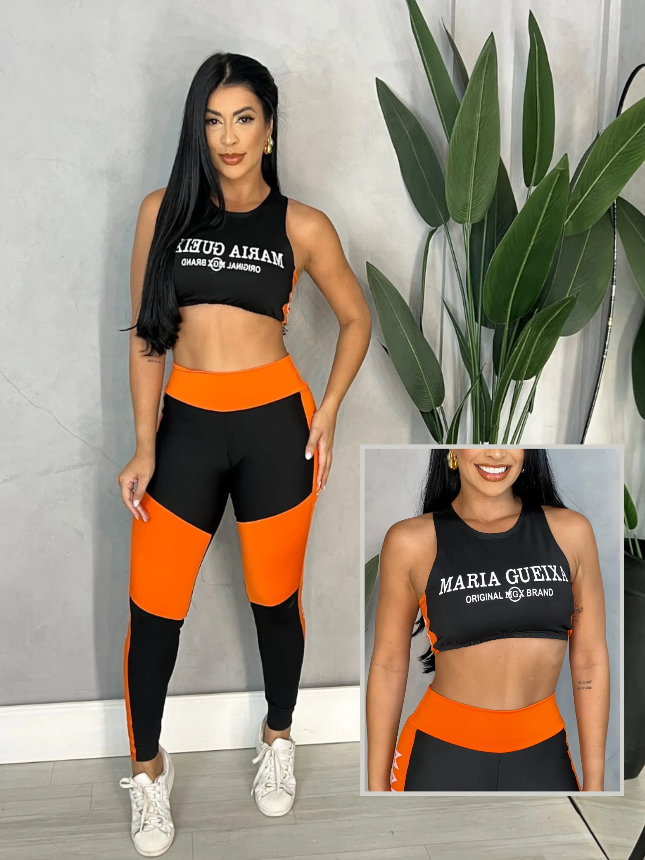 Conjunto Fitness Academia - Calça Legging e Top - Maria Gueixa - Suplex