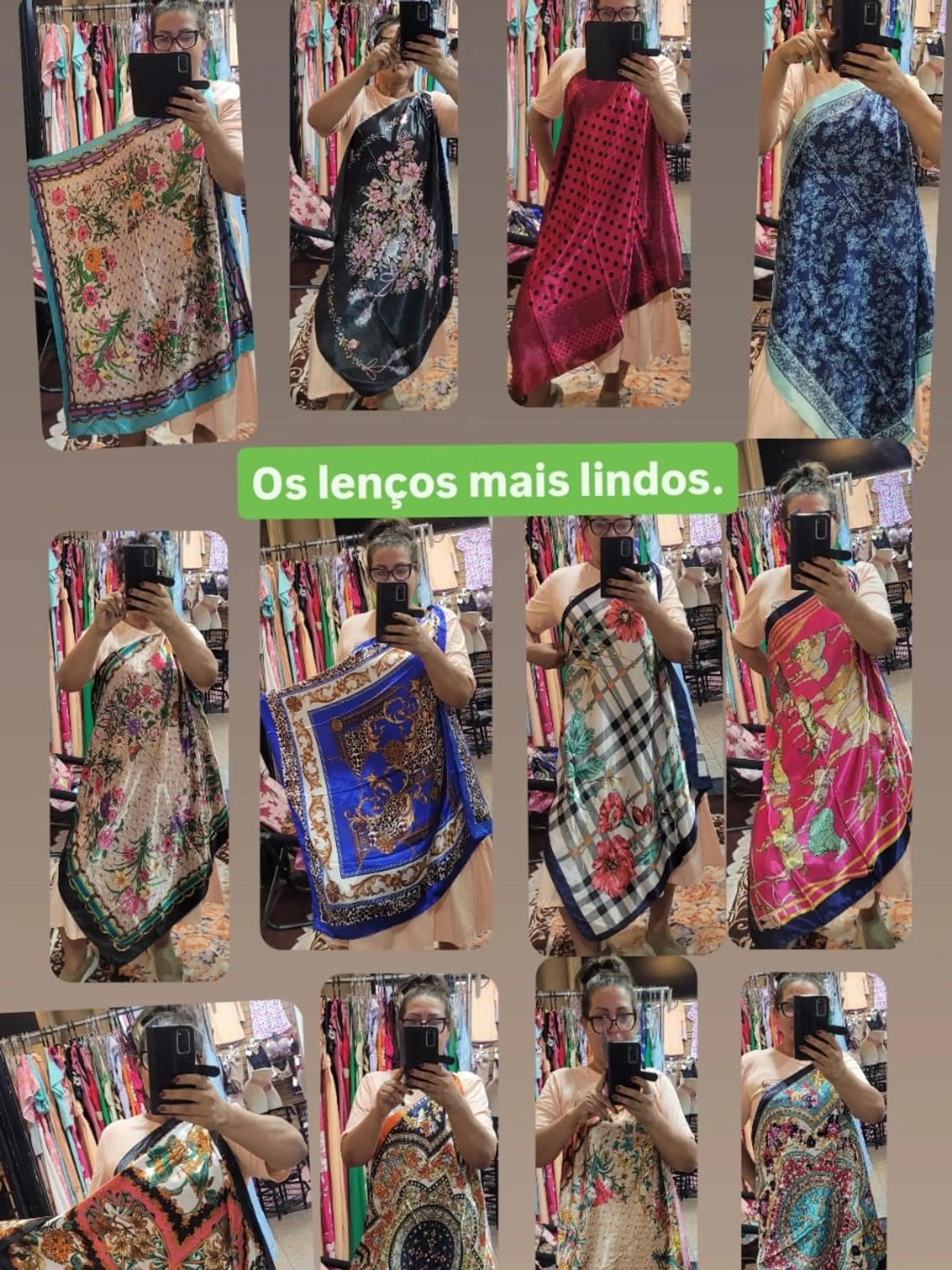 Lenços em seda acetinada