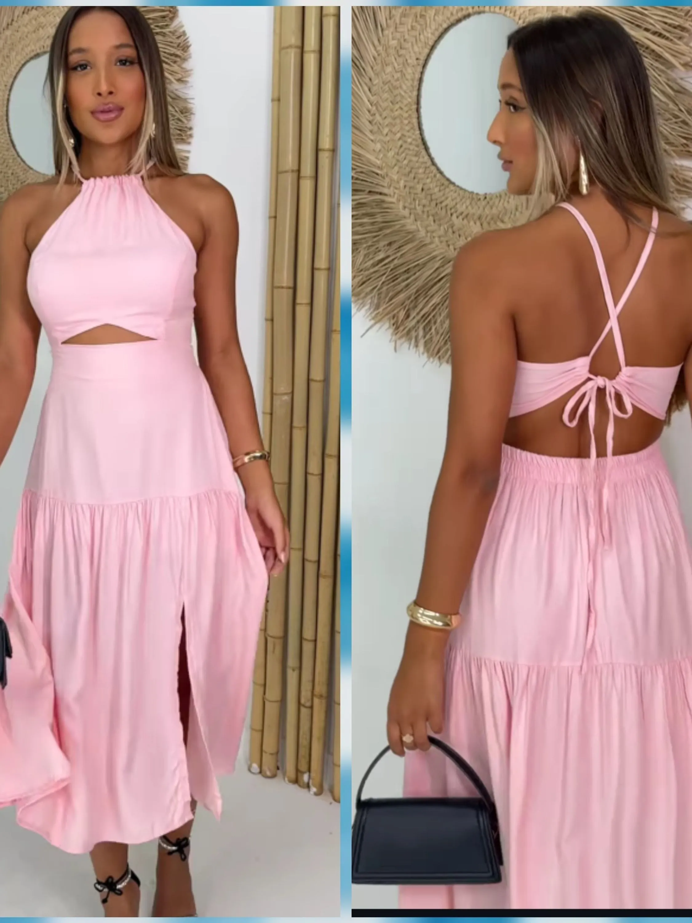 Vestido midi em viscolinho