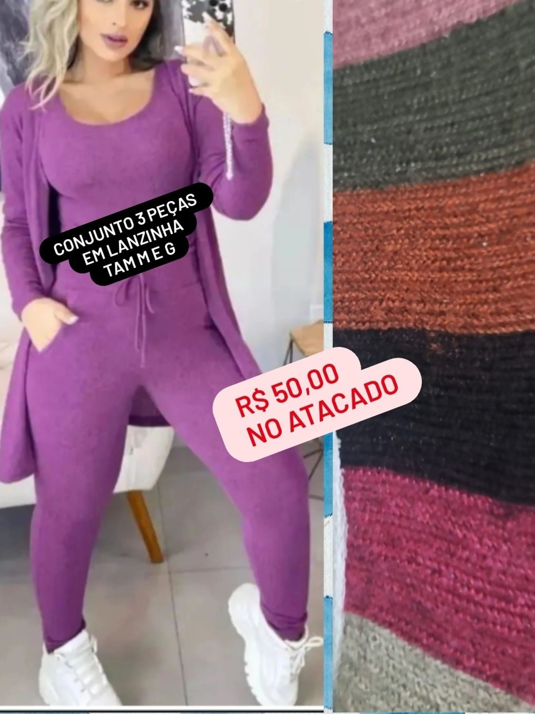 Conjunto 3 peças em lanzinha tam m e g ❤️ ❤️