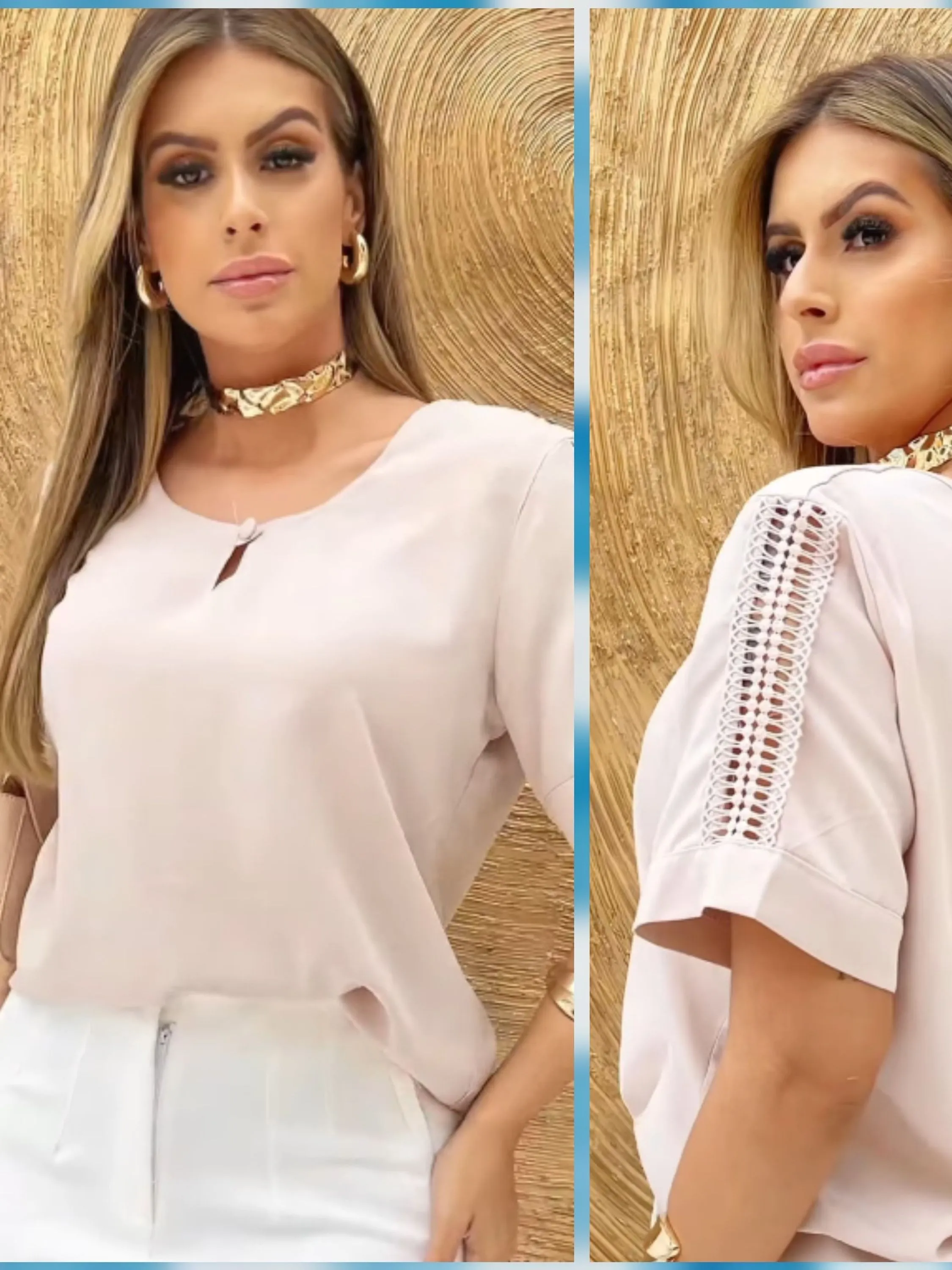 Blusa em viscolinho com renda