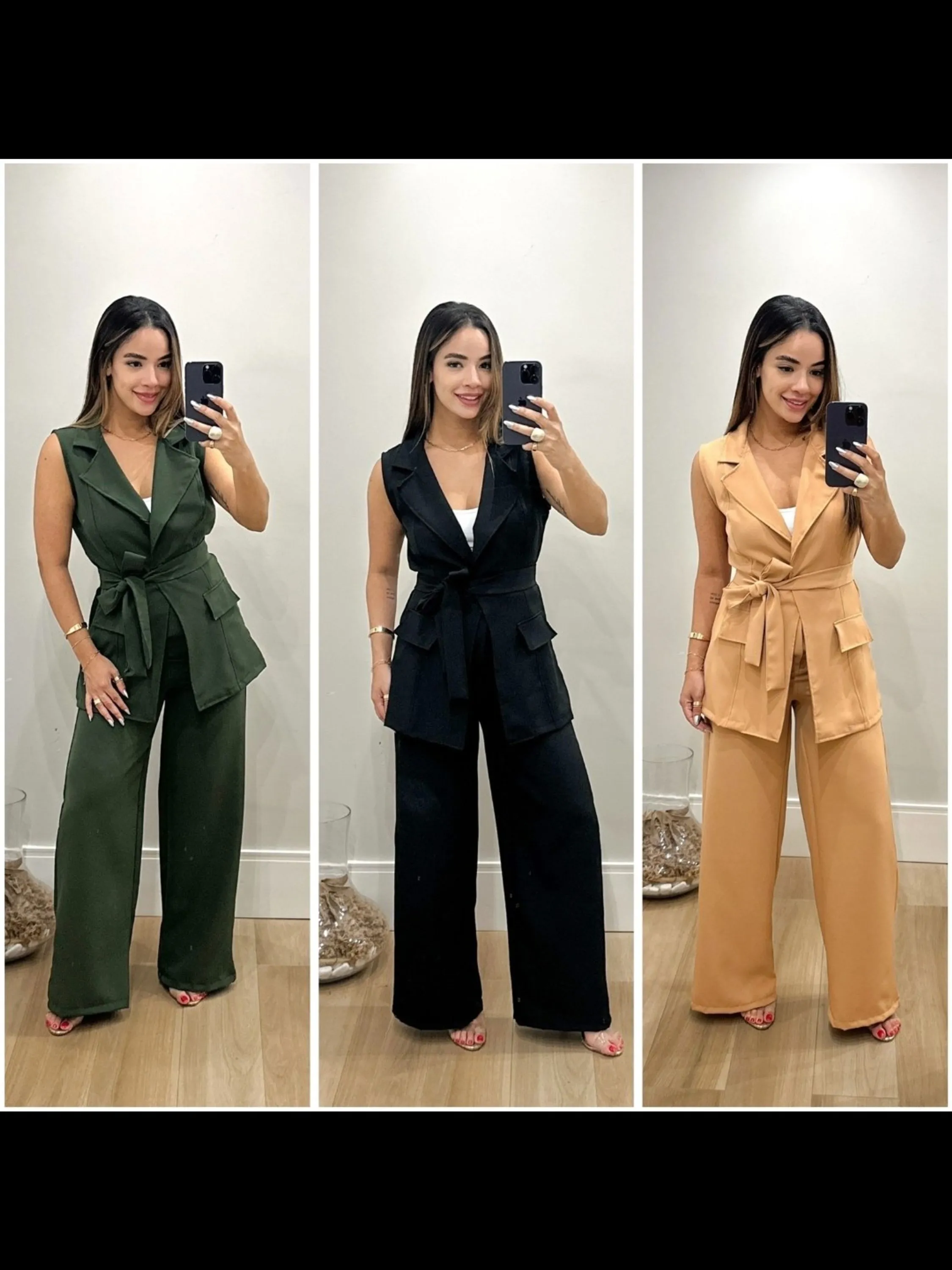 Conjunto pantalona colete em alfaiataria