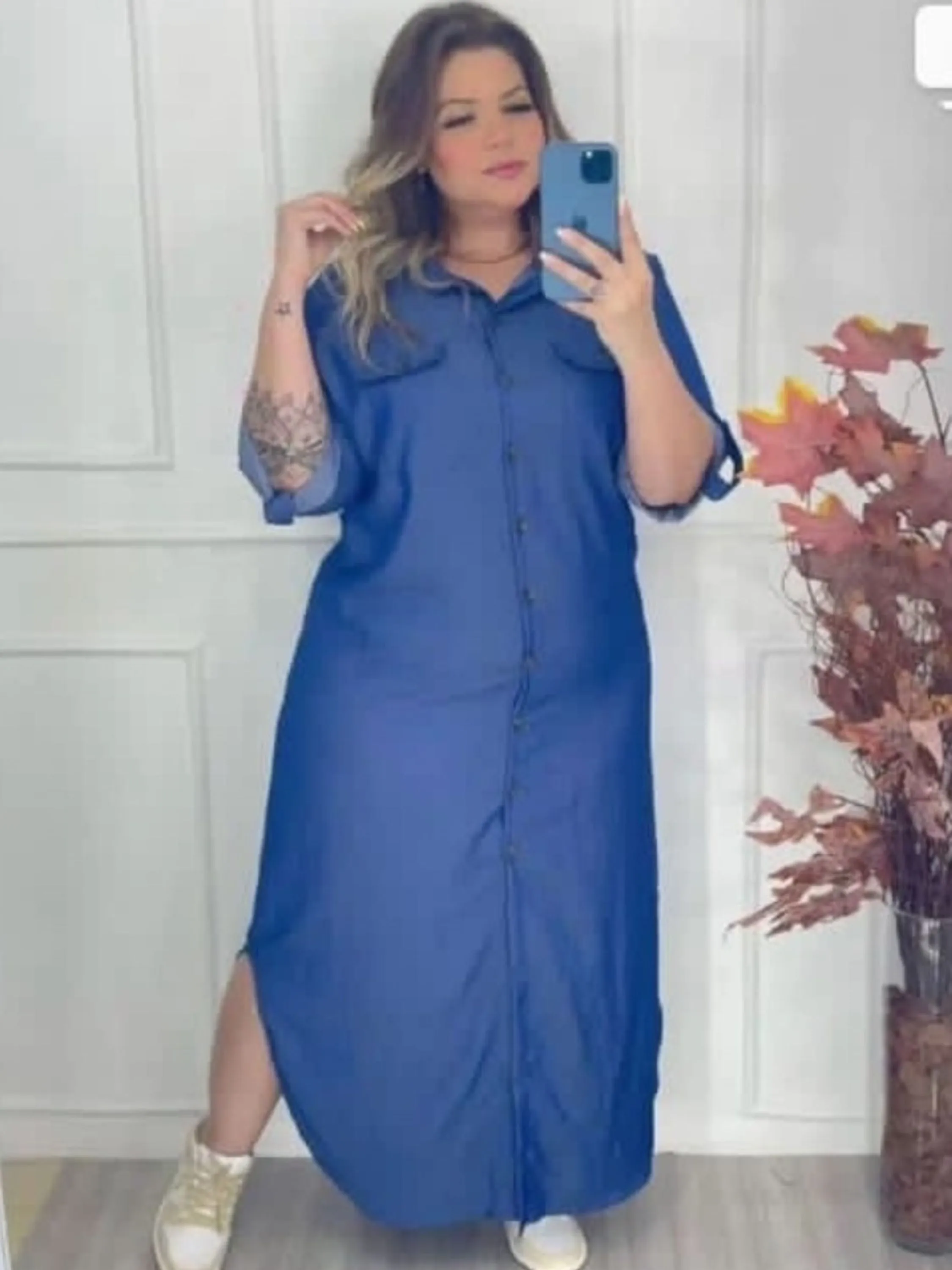 Vestido em chambray tam m g e gg (g1 e g2 85,00