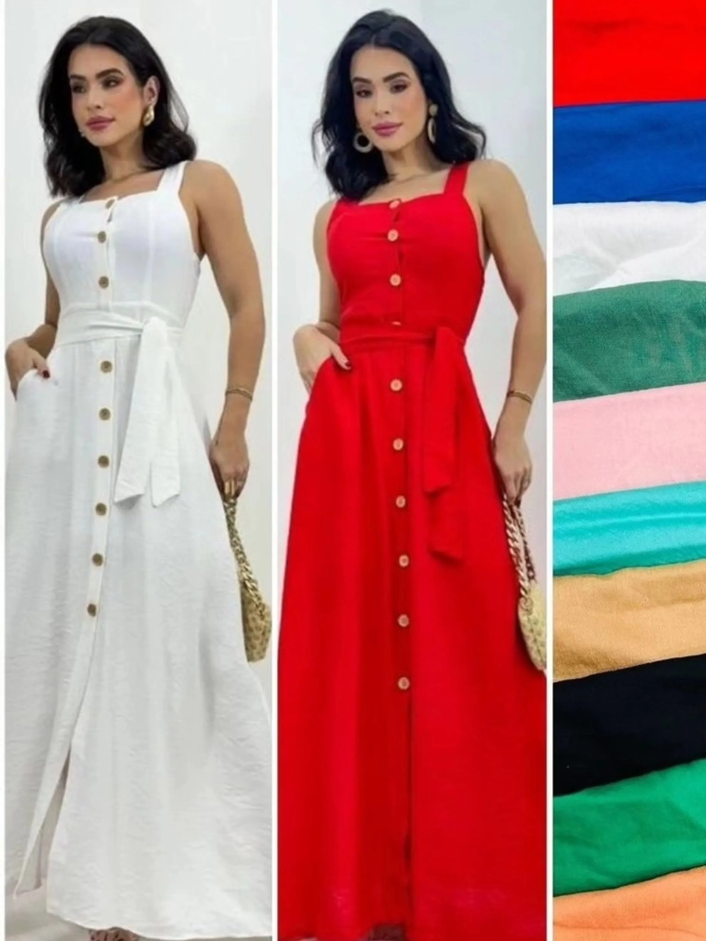 Vestido chamise com faixa em viscolinho