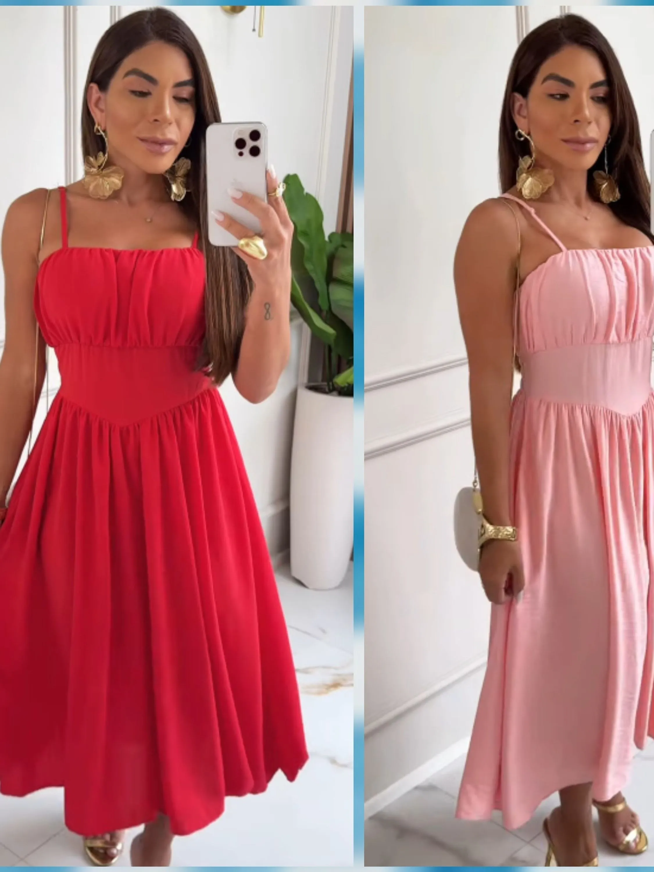 Vestido midi em viscolinho