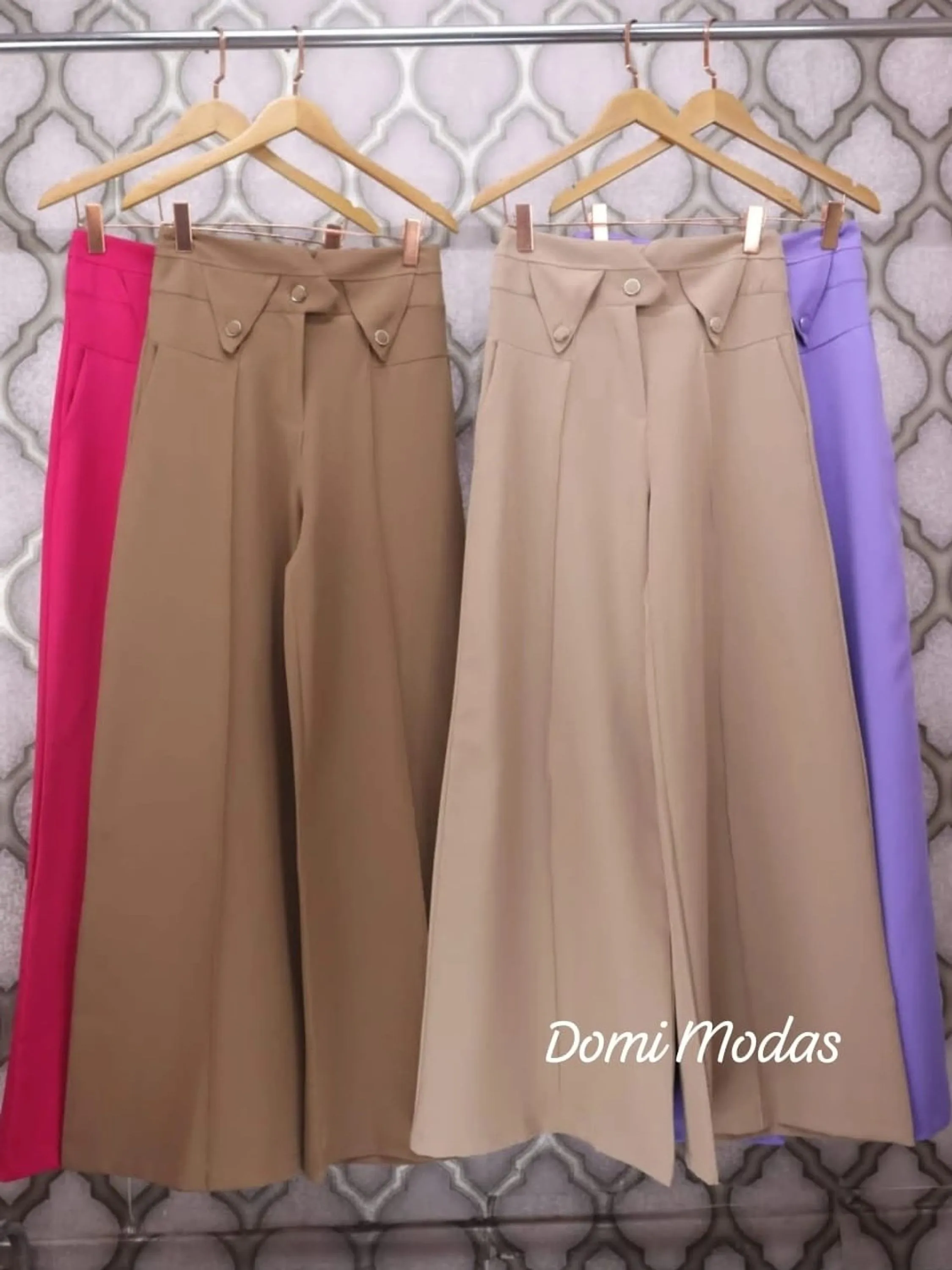 Domi Modas Calça Pantalona Gabardine 8446