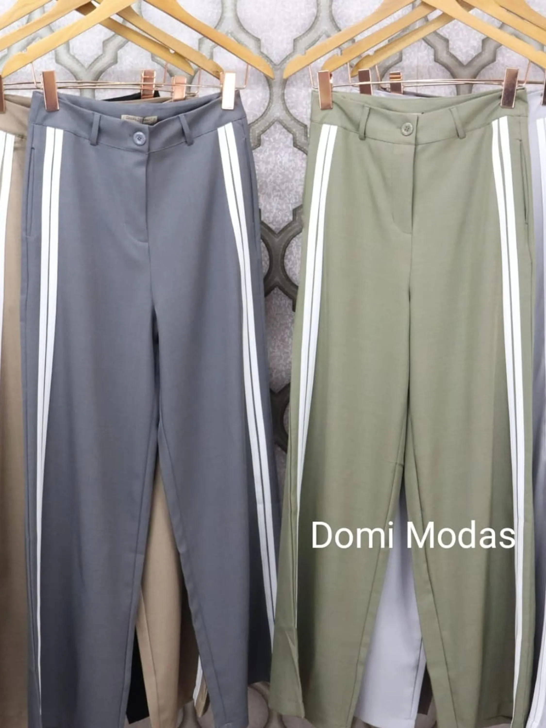 Domi Modas Calça Pantalona Feminina Luis Twill Social Esportiva Moda Verão LT207