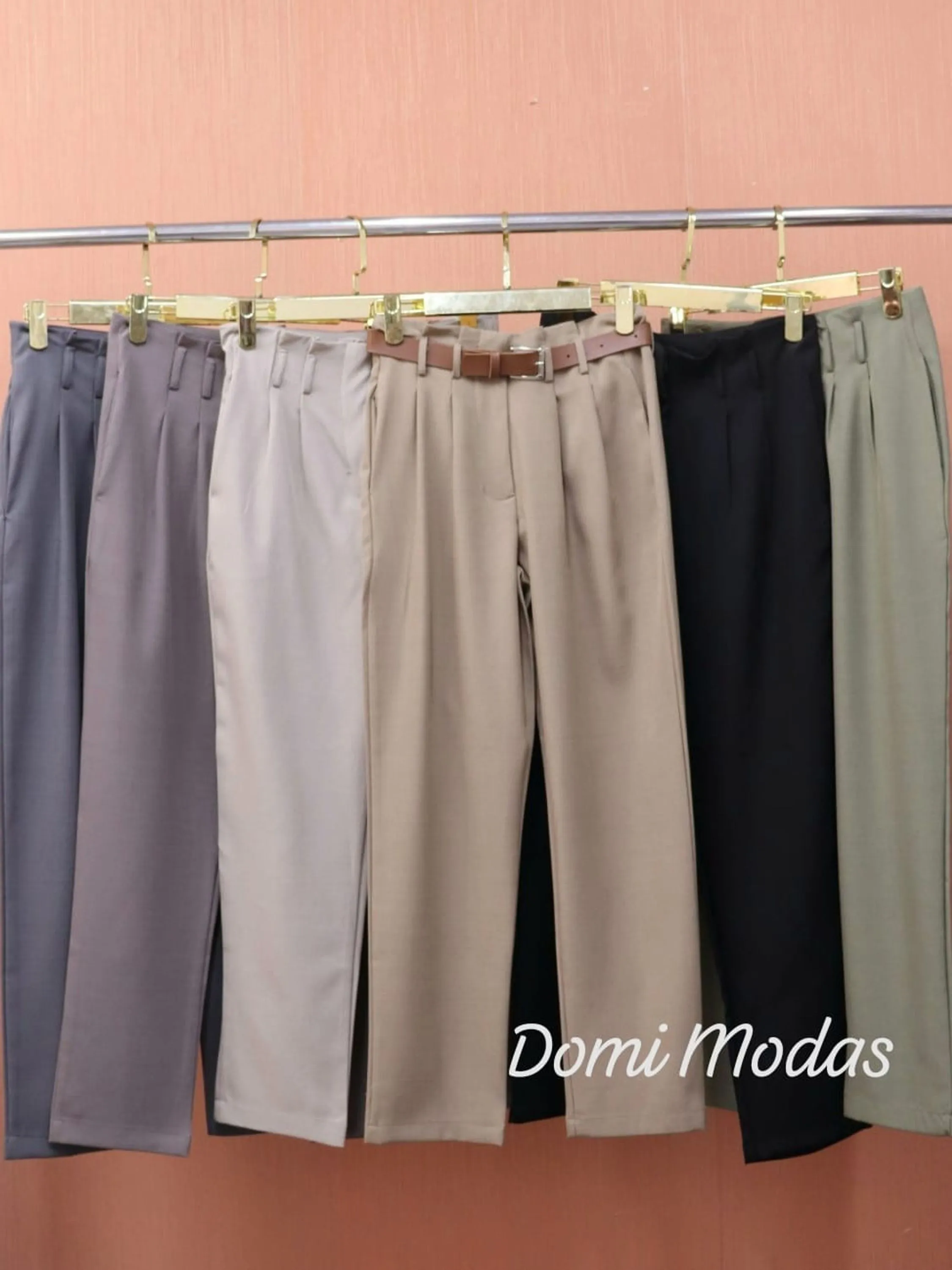 Domi Modas Calça Social Feminina Alfaiataria Gabardine Wide Leg Cigarette Lançamento G177