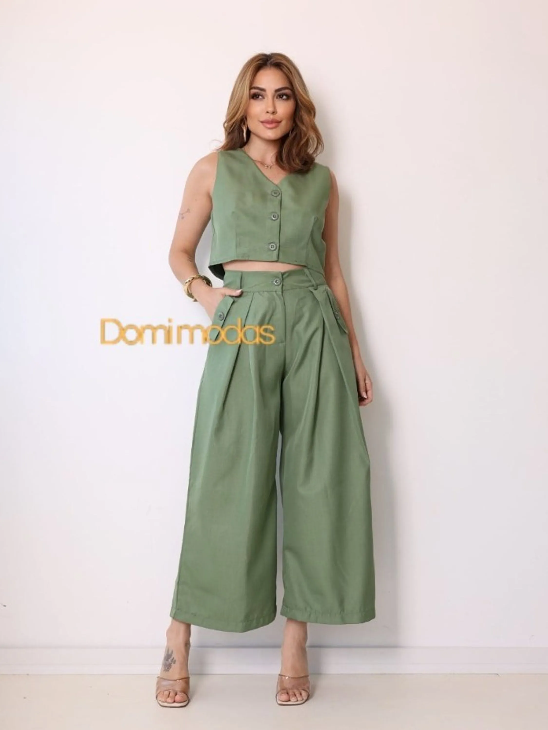 Domi Modas Conjunto Colete e Calça Luis Twill 91108