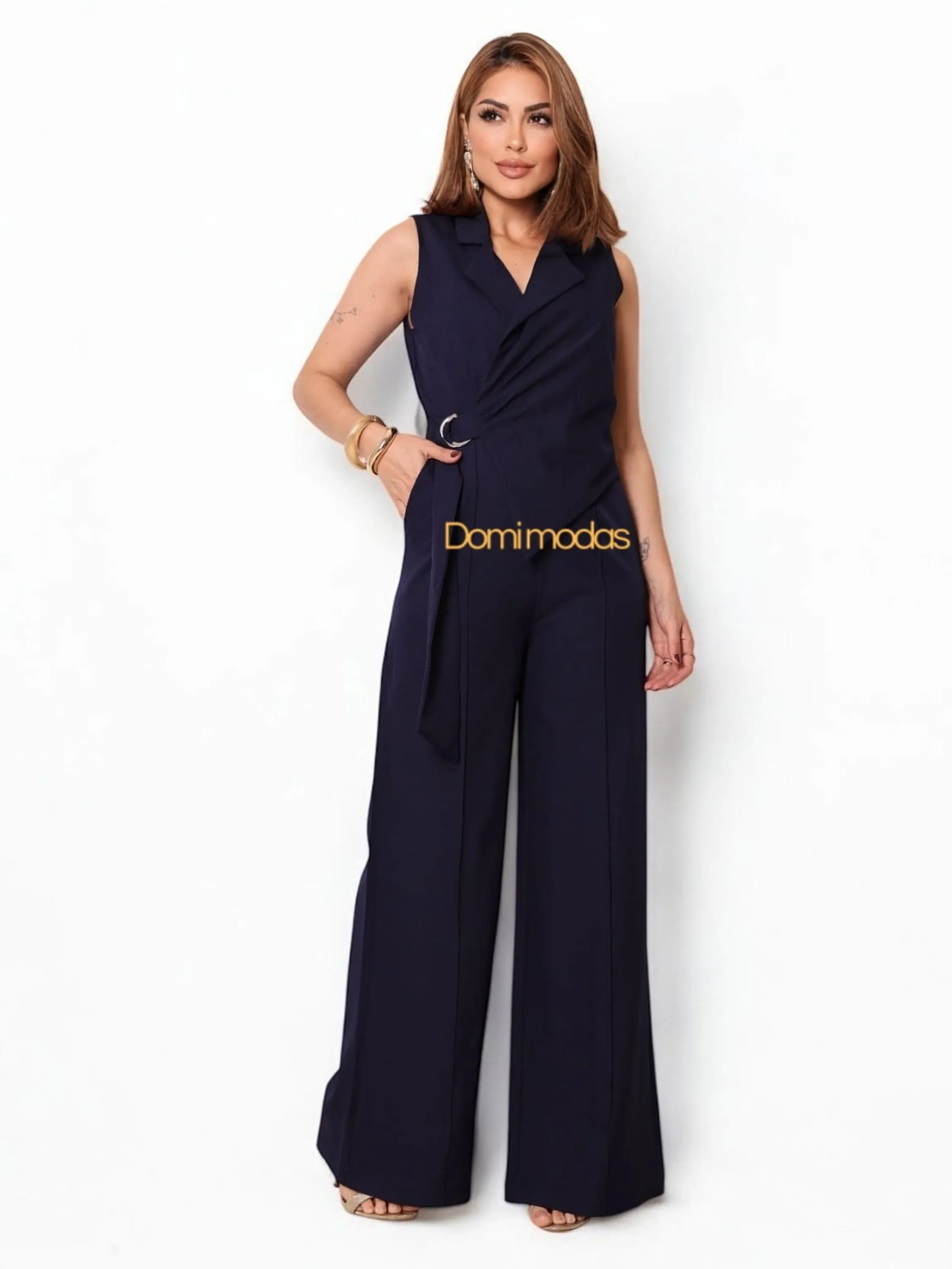 Domi Modas Macacão Feminino modelo assimétrico 88000