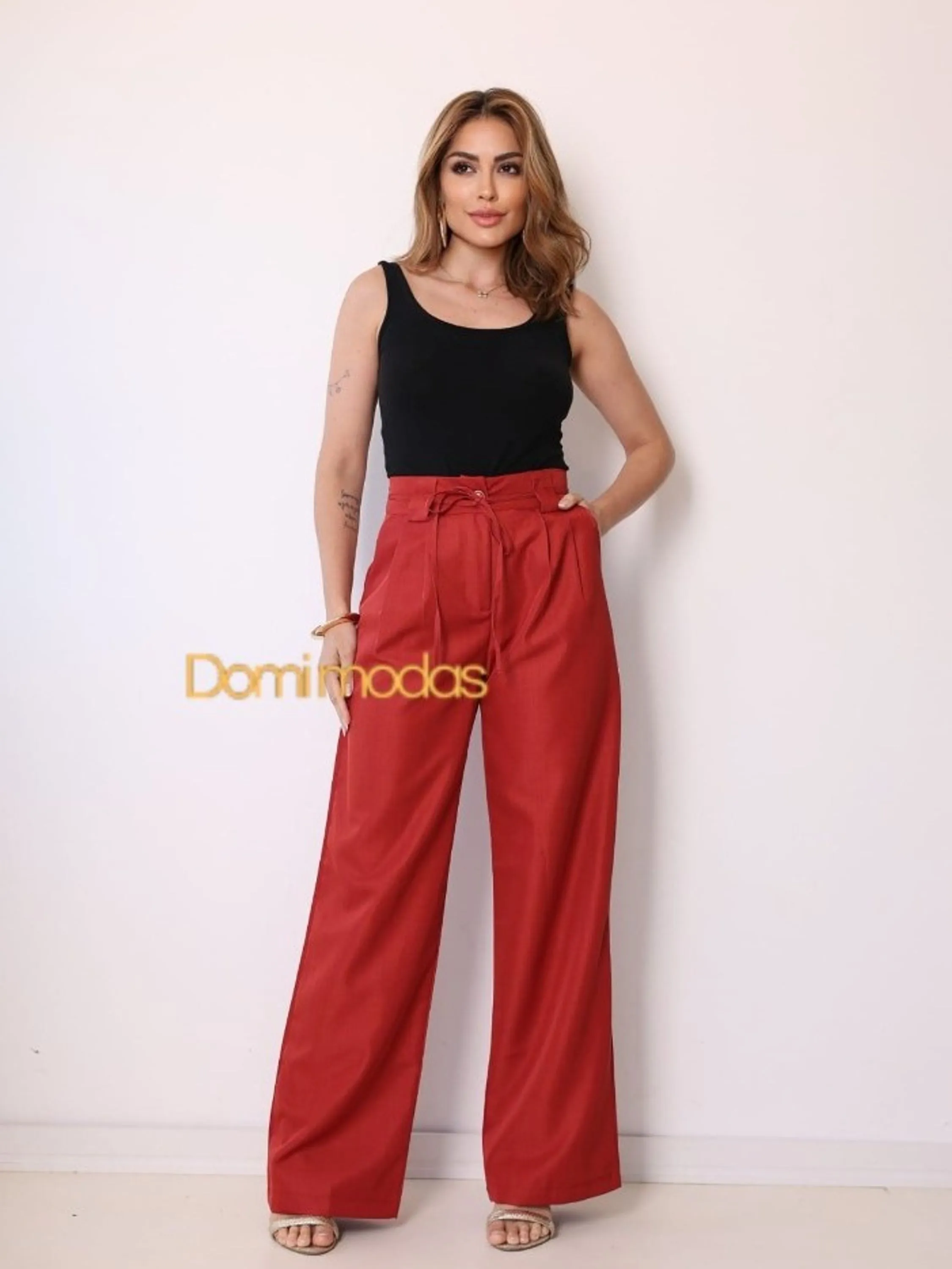Domi Modas Calça Pantalona Feminina Luis Twill 91107