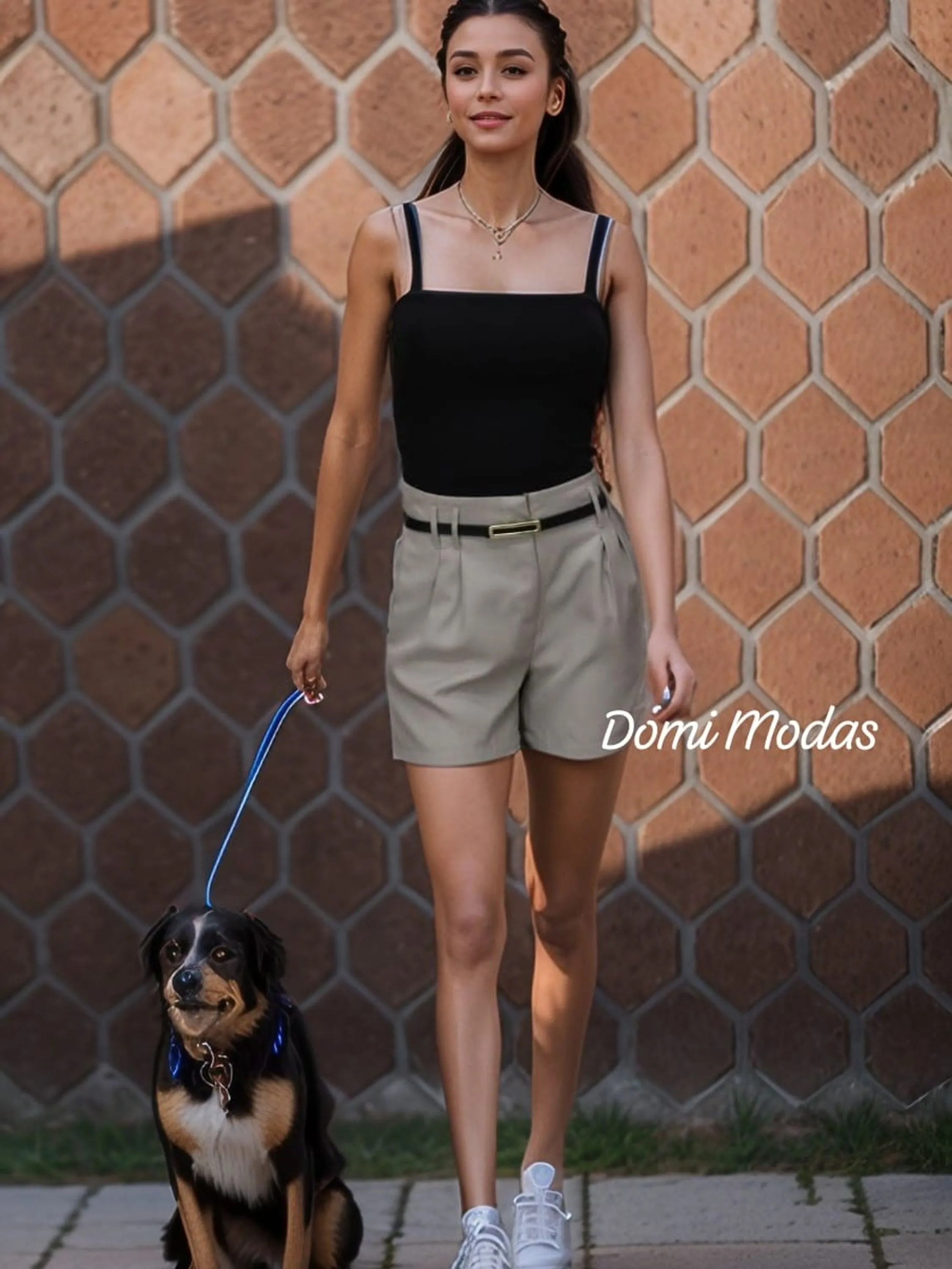 Domi Modas Shorts Feminino Luis Twill Coleção Nova Passante Duplo Moda Verão LT173