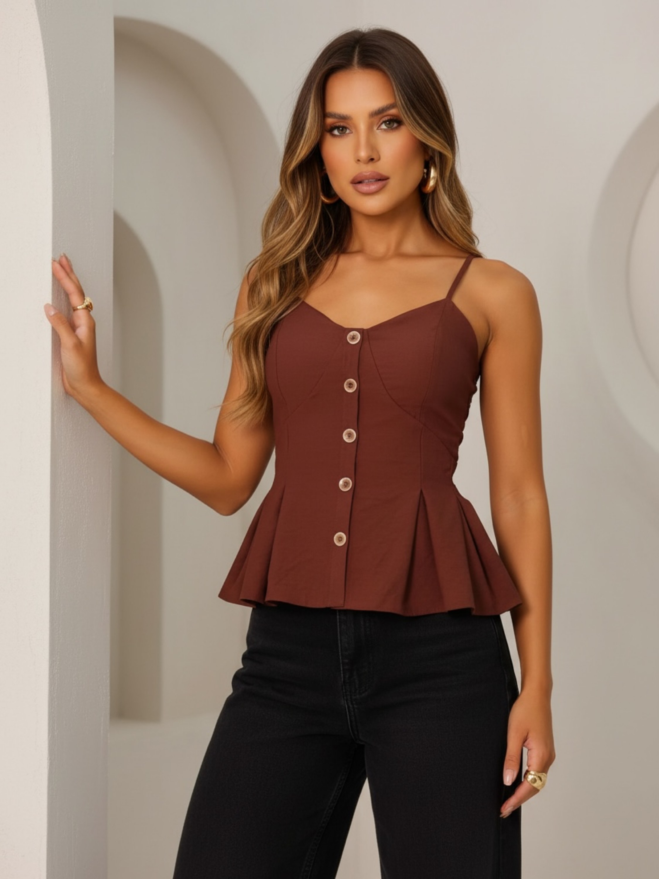 Blusa peplum botão