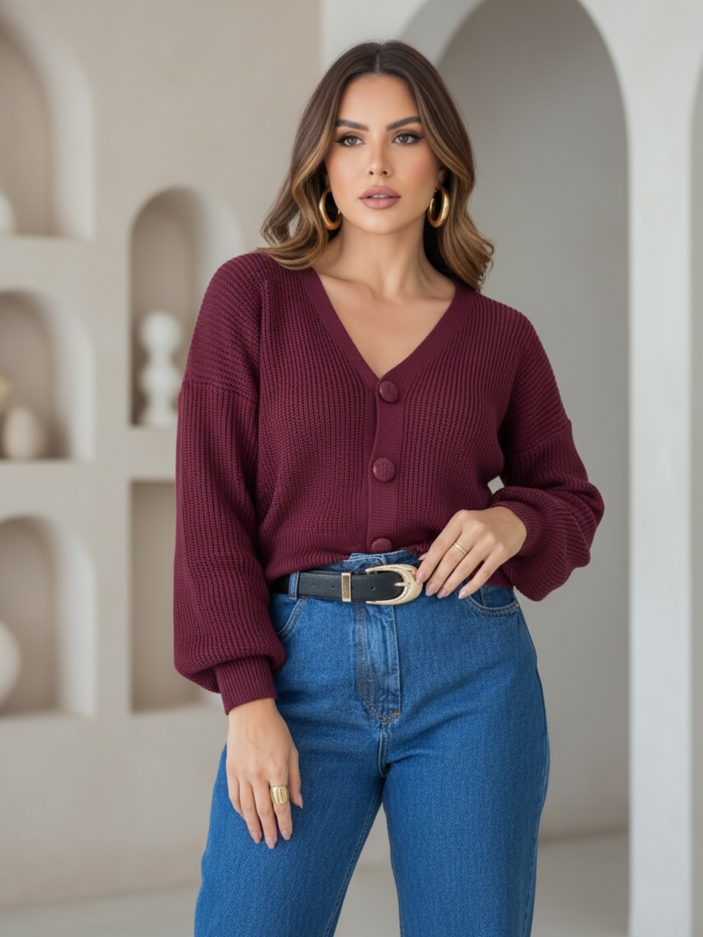 Blusa cropped Tricot
