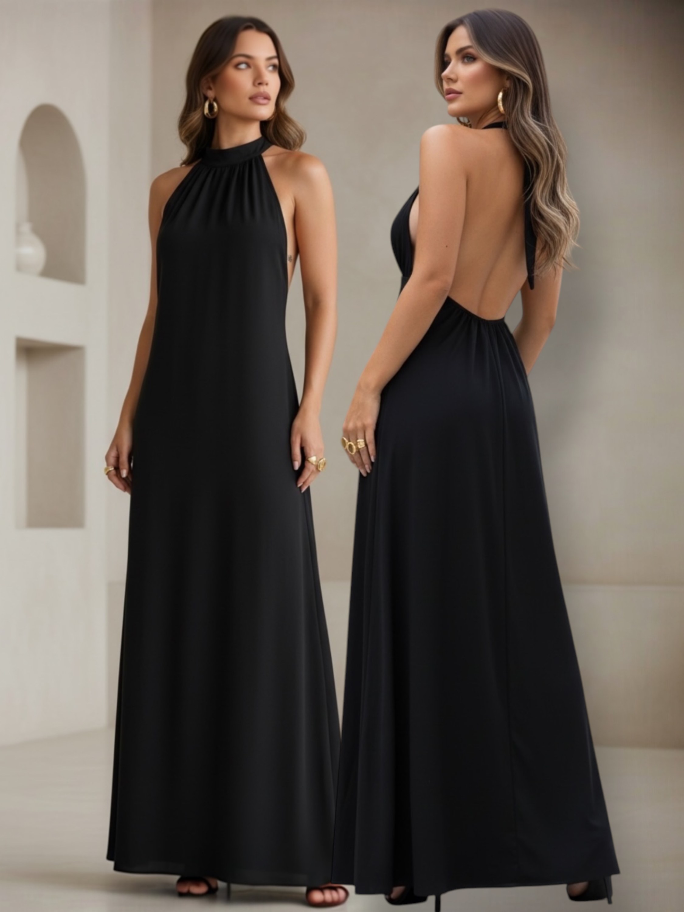 Vestido longo frente unica