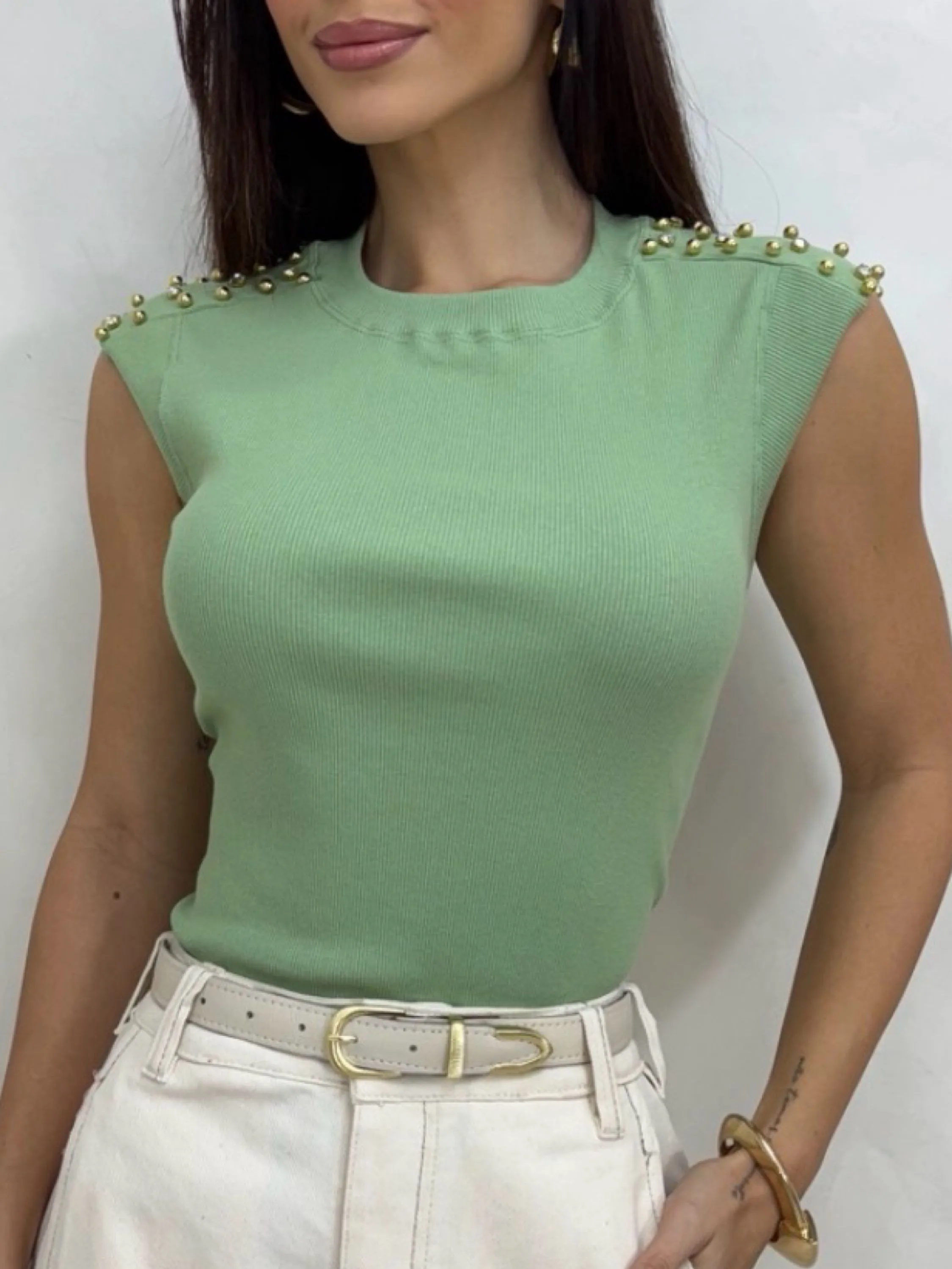 Blusa aplicação ribana