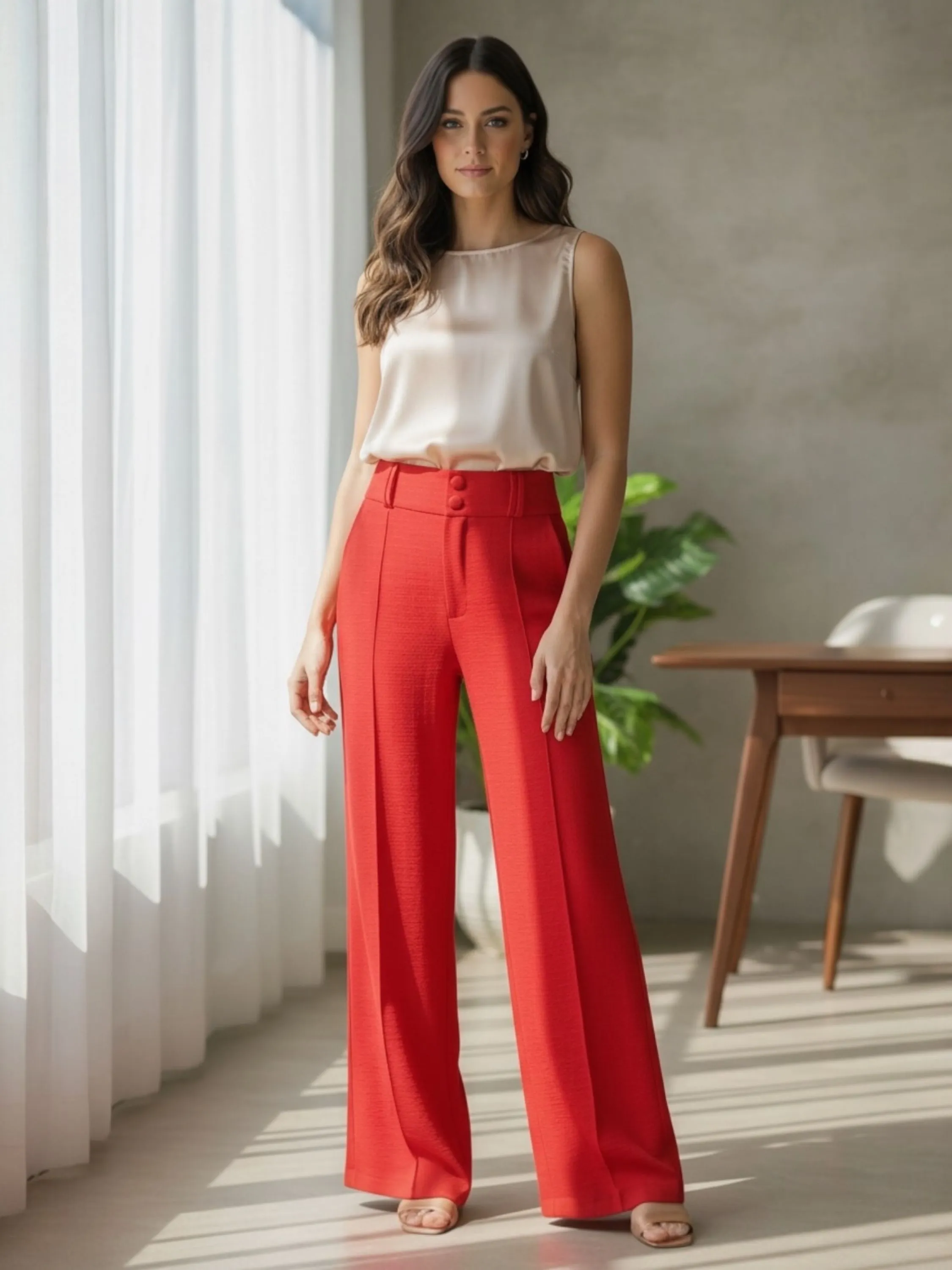 Calça pantalona dois botões