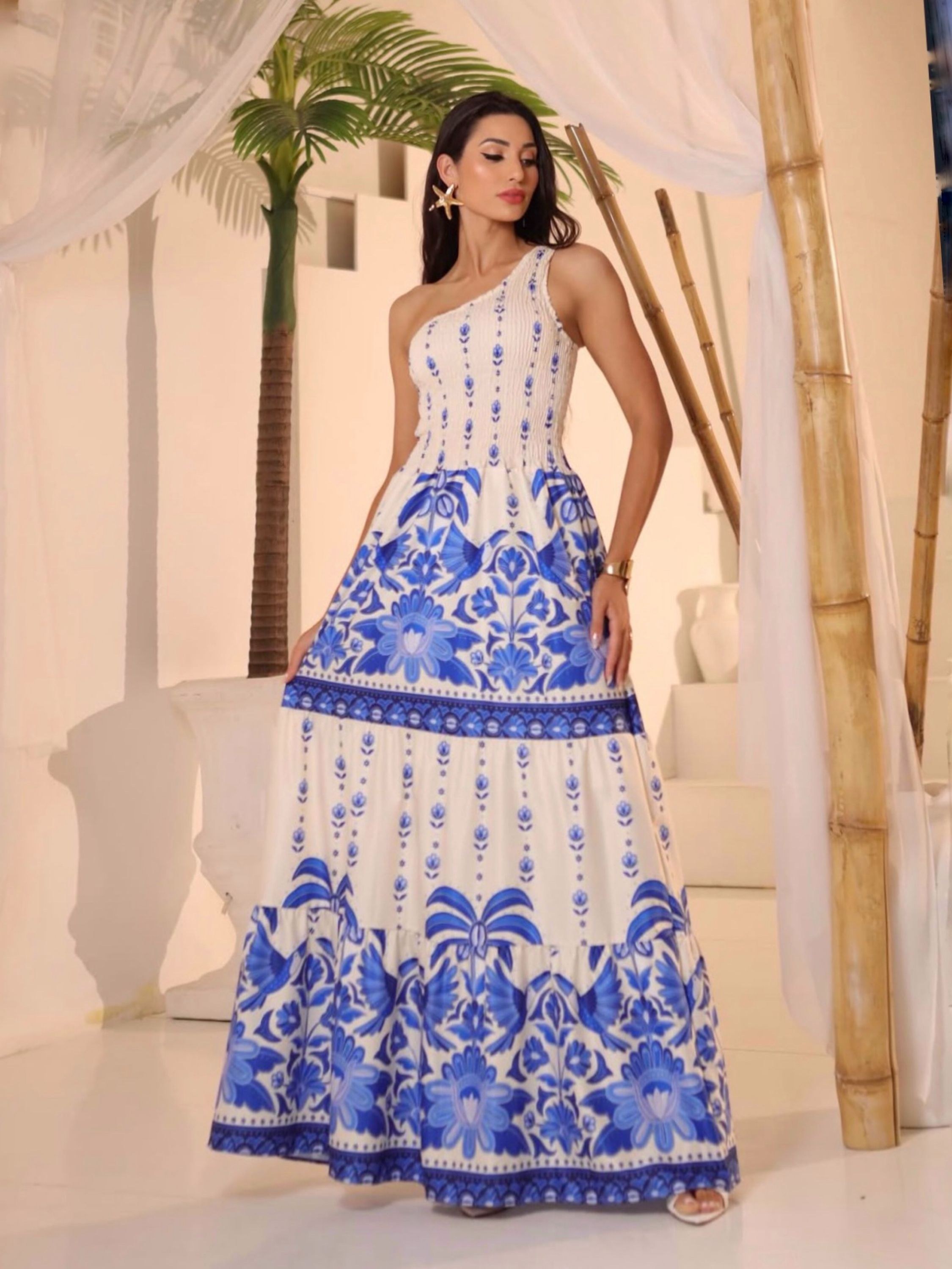 Vestido tropical nula manga