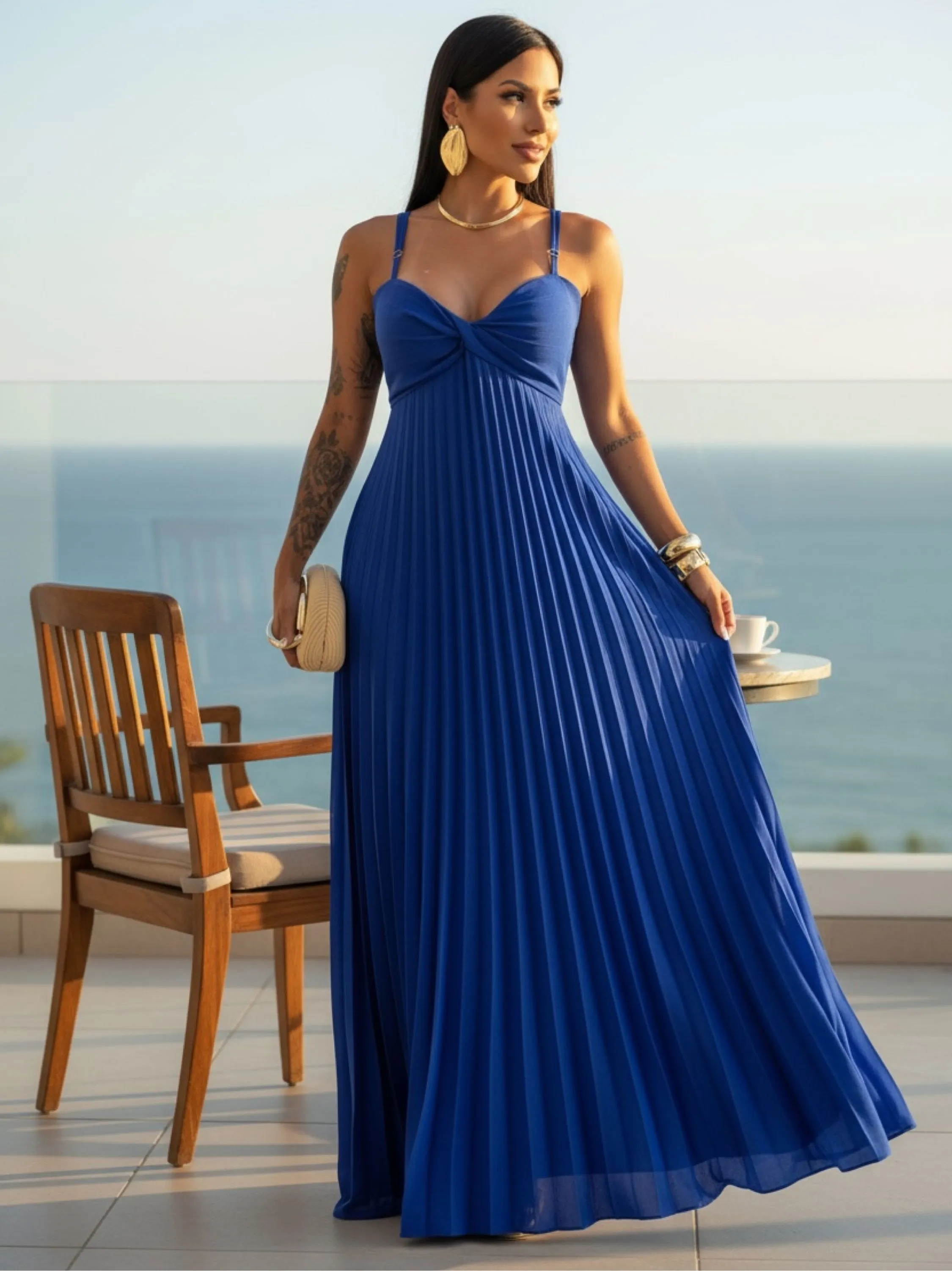 Vestido plissado Bruna