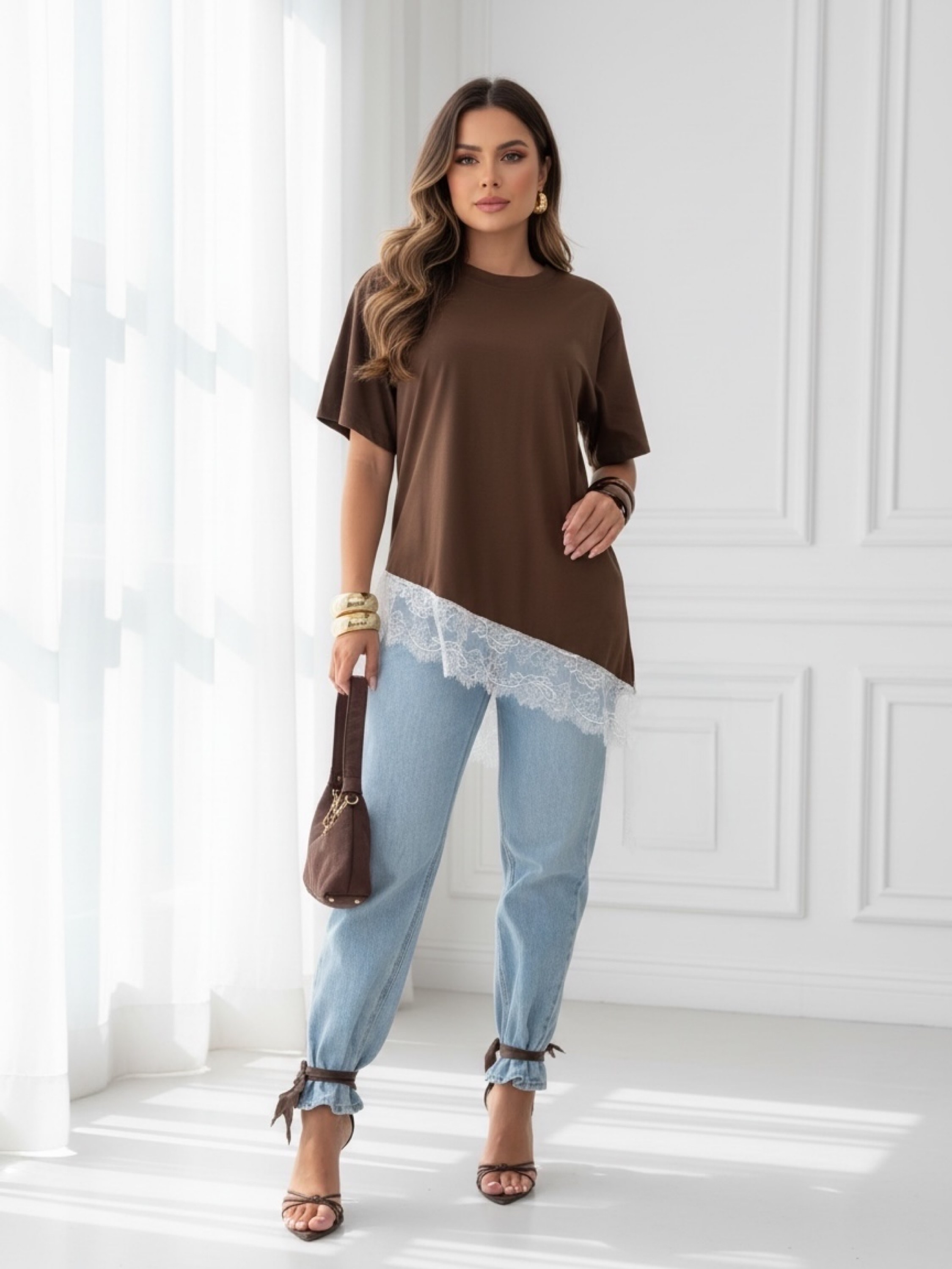 T-shirt viscolycra renda