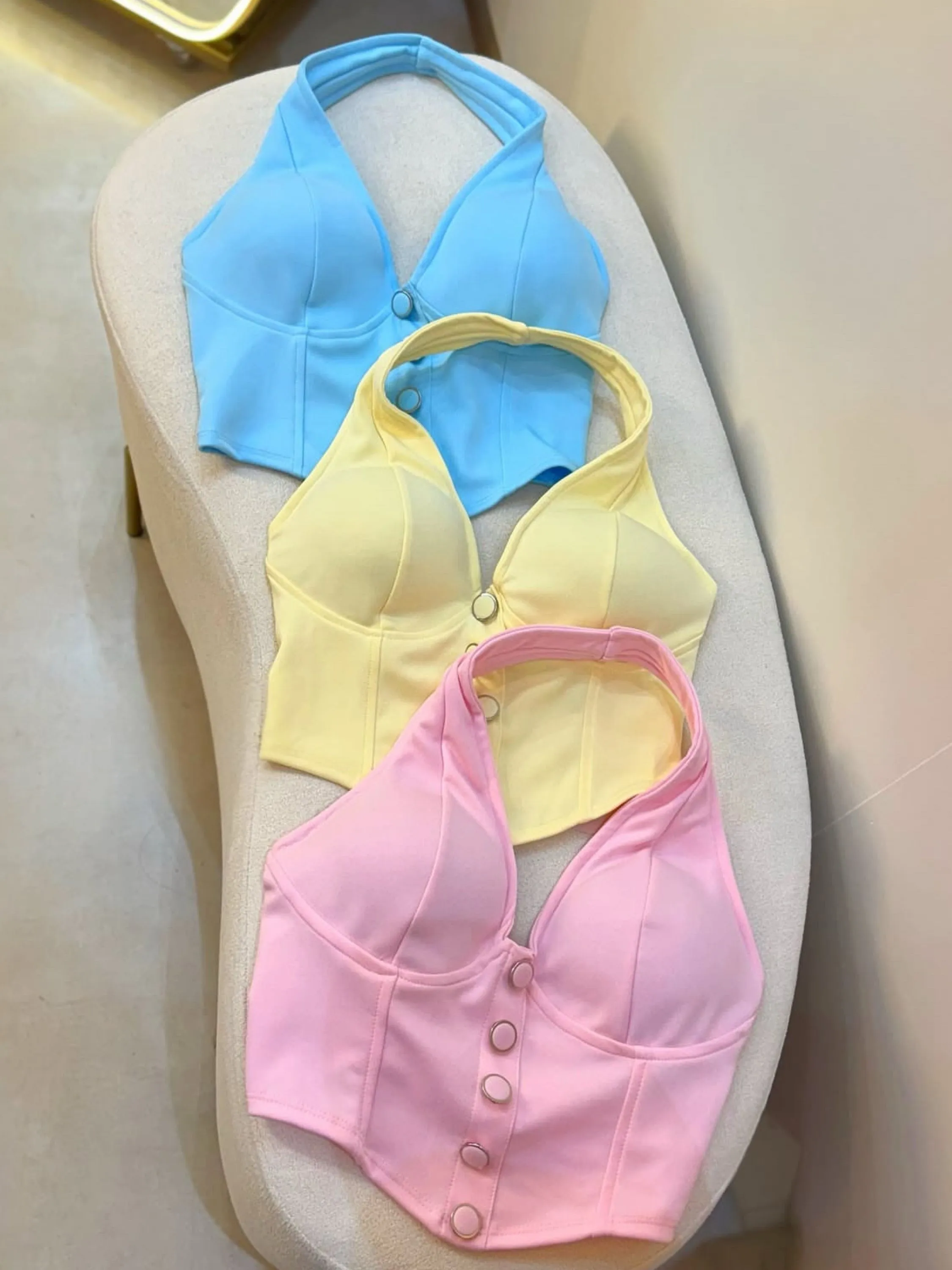 Cropped botão neoprene