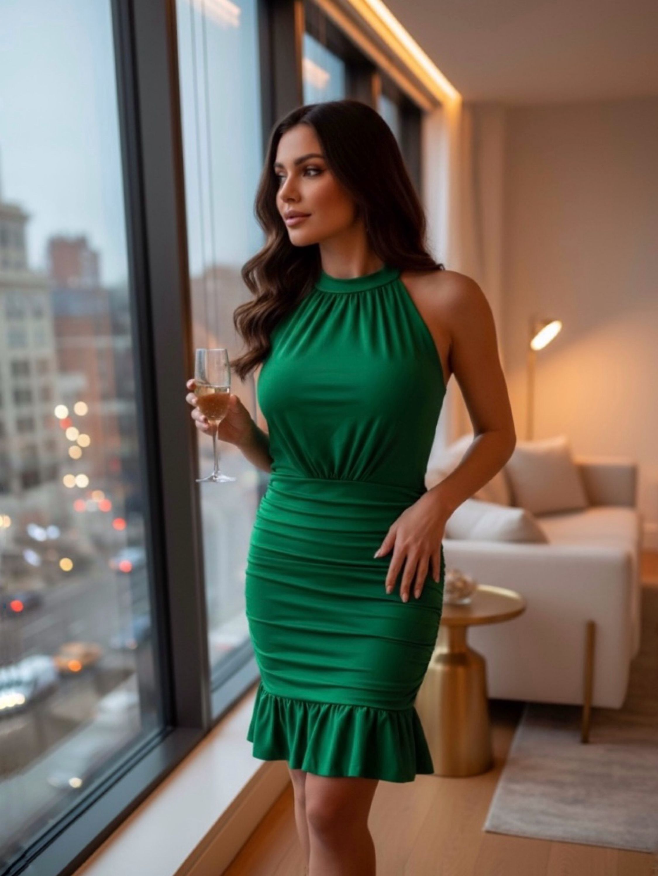 Vestido babado franzido