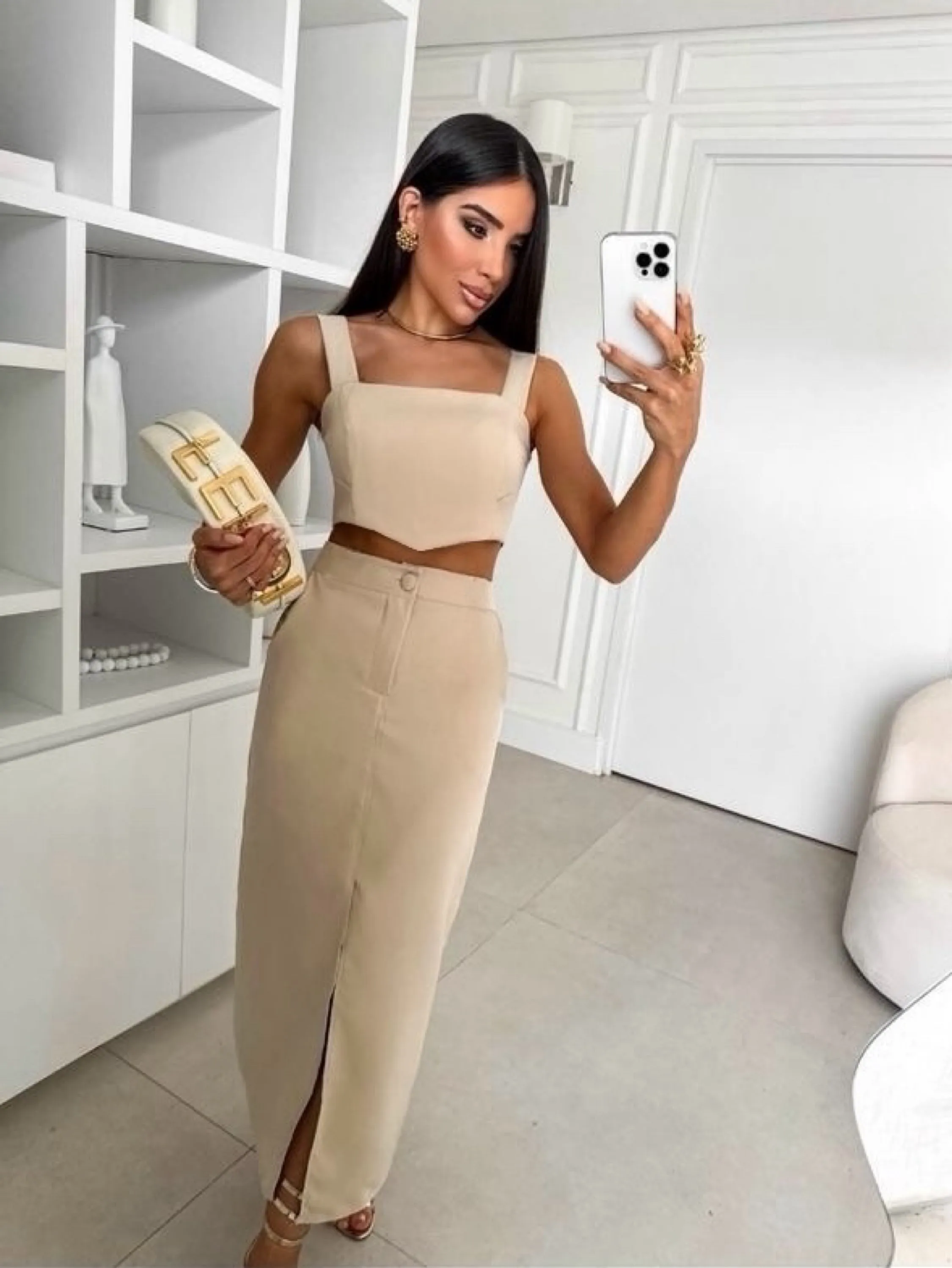 Conjunto saia midi alfaiataria