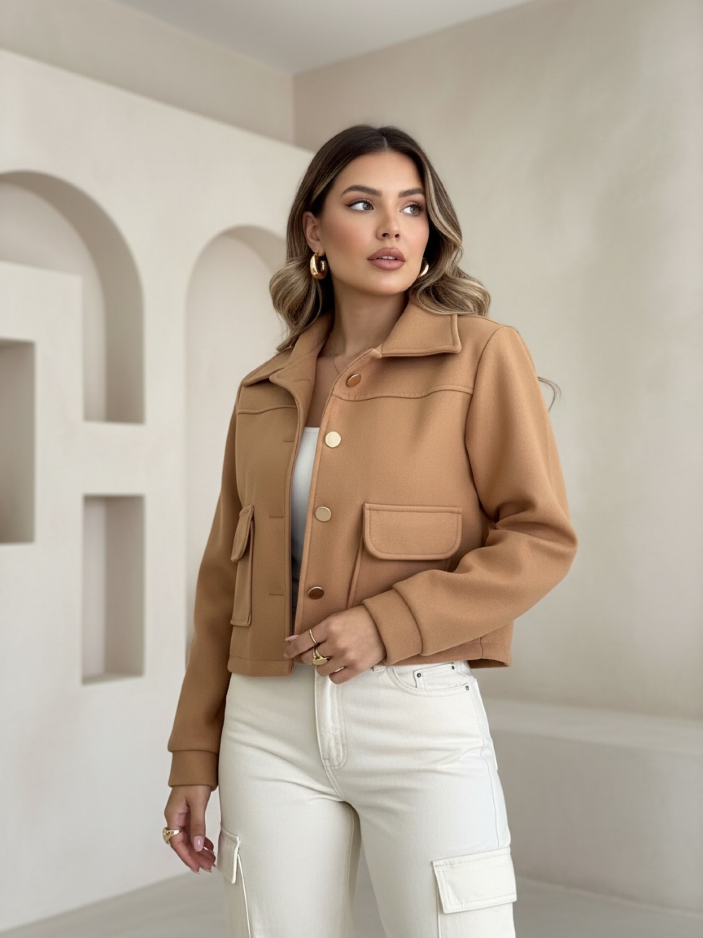 Casaquinho botão lã batida