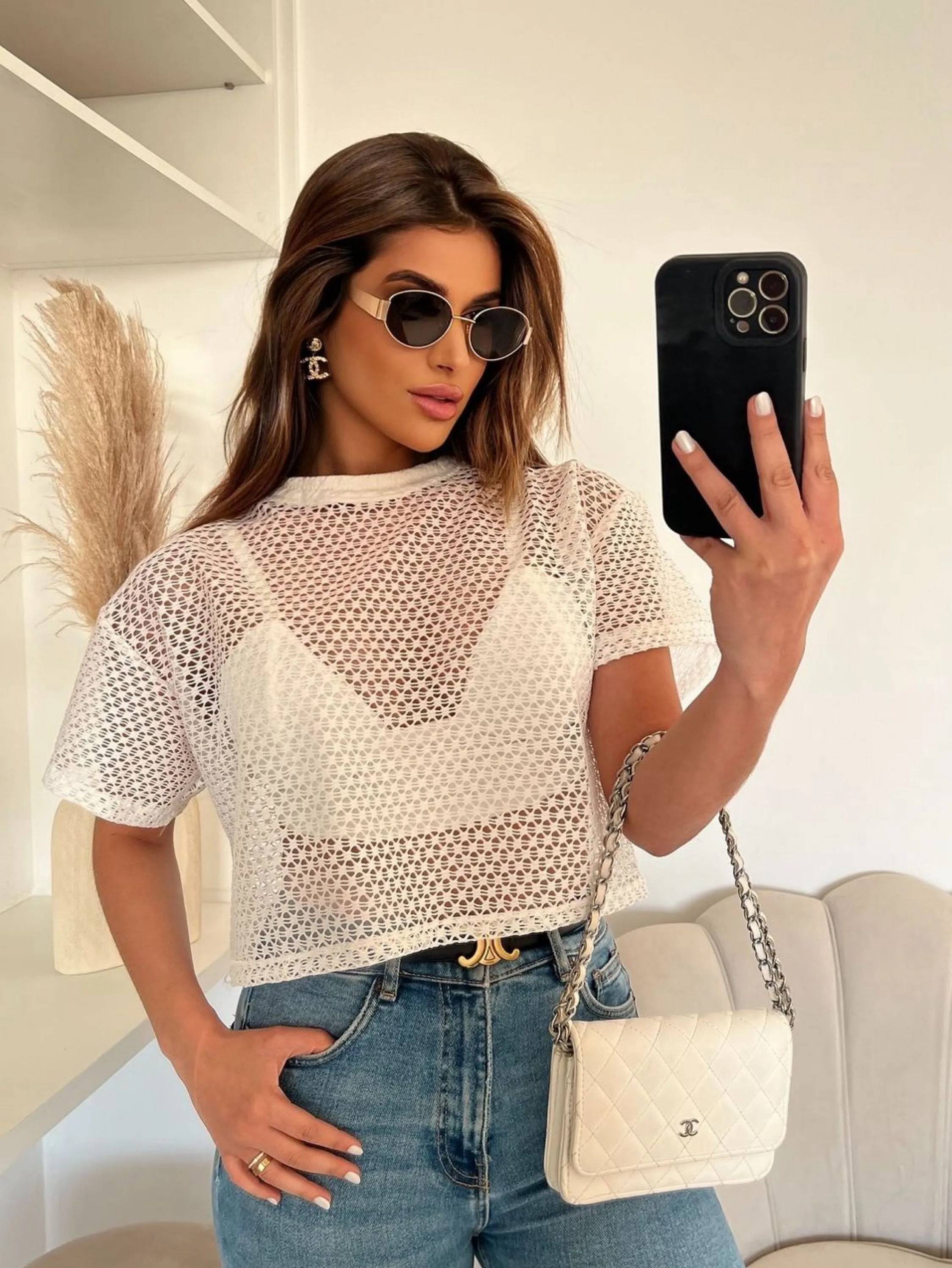 Conjunto cropped arrastão com top