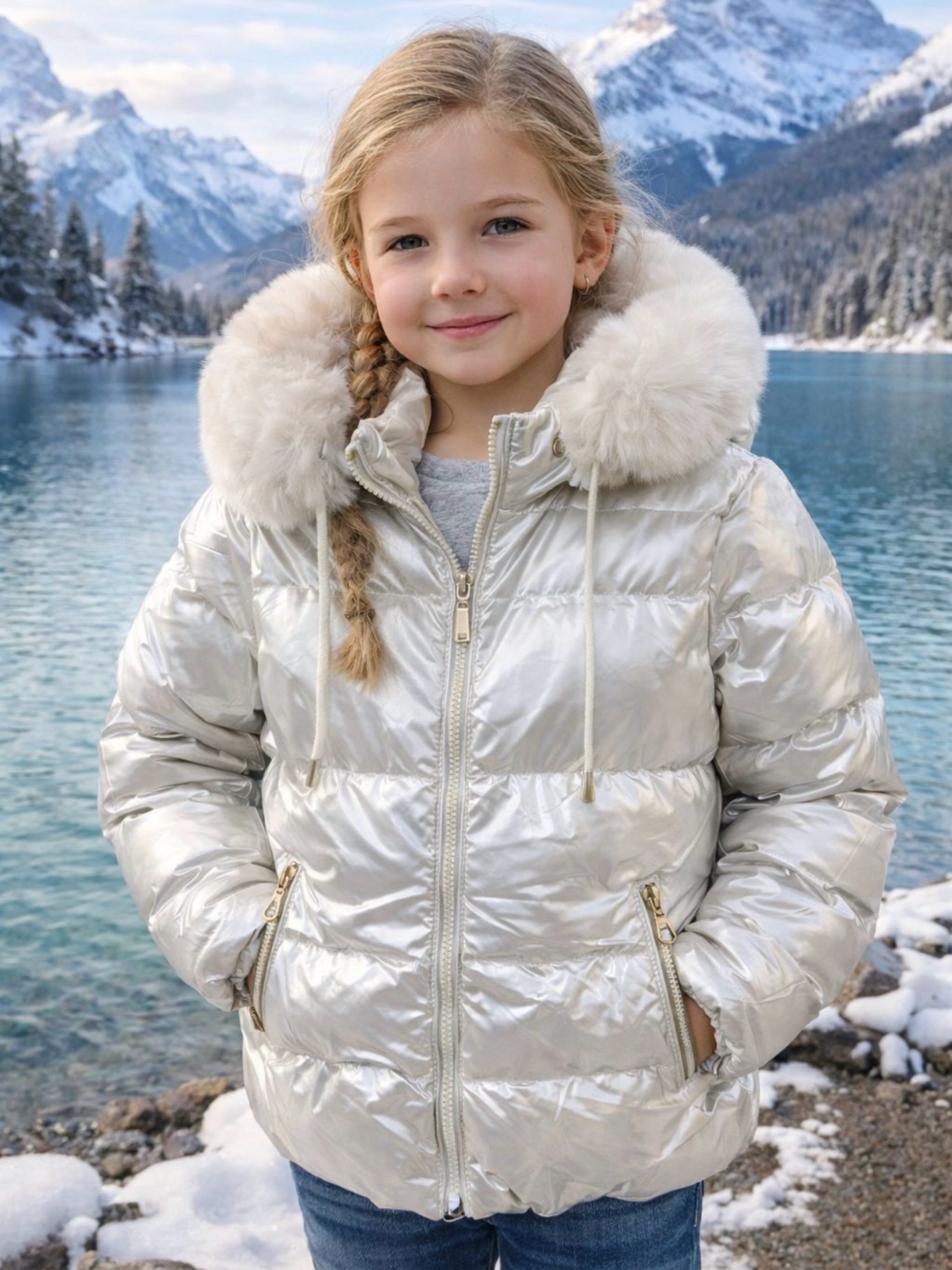 Jaqueta nylon forrada infantil menina