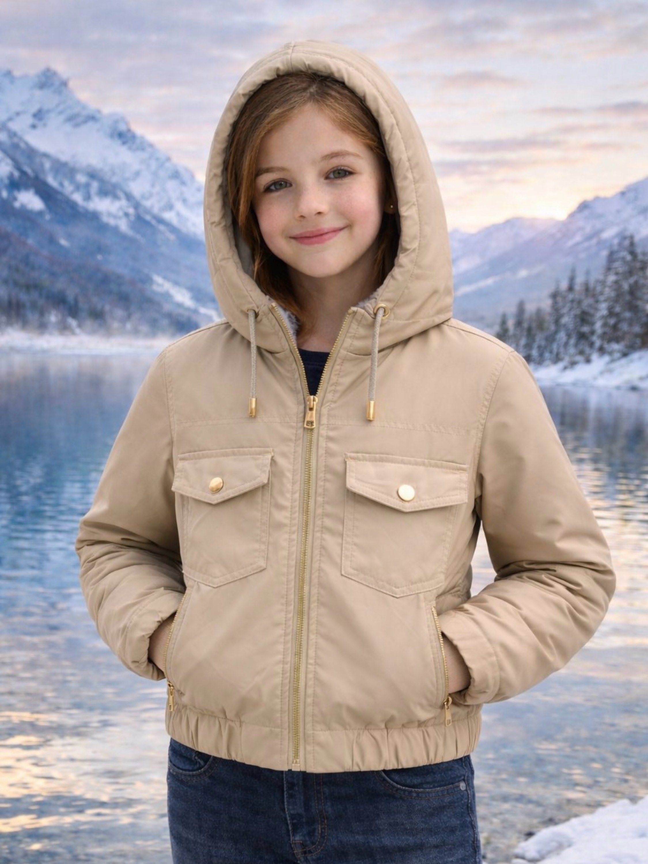 Jaqueta puffer forrado infantil menina